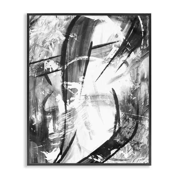 Stupell Industries Industrial Dramatic Abstract Black and White Design Black Framed Giclee Art, 11 x 14, by OnRei