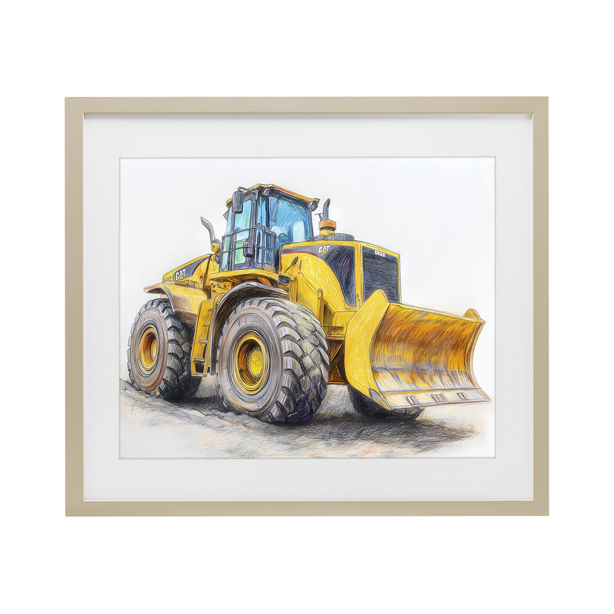 Stupell Industries Industrial Excavator Drawing Birch Framed Print Under Glass, design by Steve Hunziker