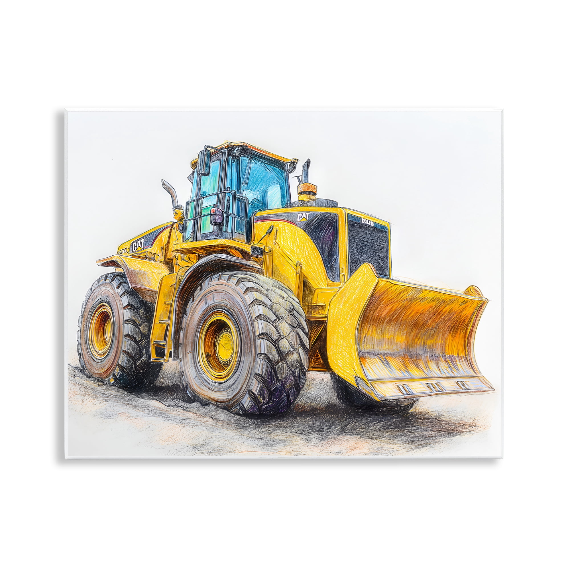 Stupell Industries Industrial Excavator Drawing Wall Plaque Art, design by Steve Hunziker