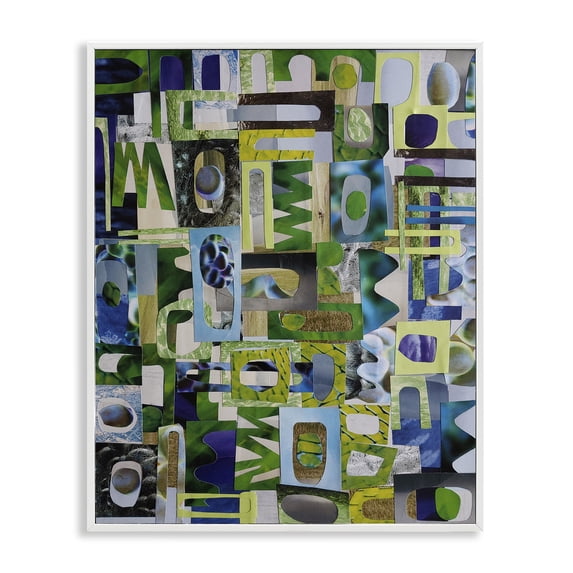 Stupell Industries Industrial Golders Green Abstract Shape Collage White Framed Giclee Art, 11 x 14, by Coco Good