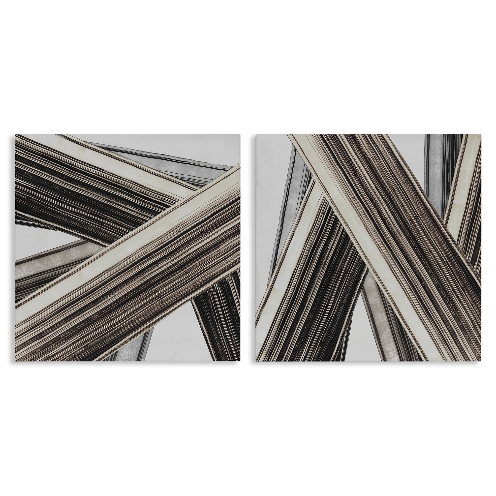 Stupell Industries Industrial Linear Crisscross Abstract Painting Wrapped Canvas Art Print Wall Art, 17 x 17, Set of 2