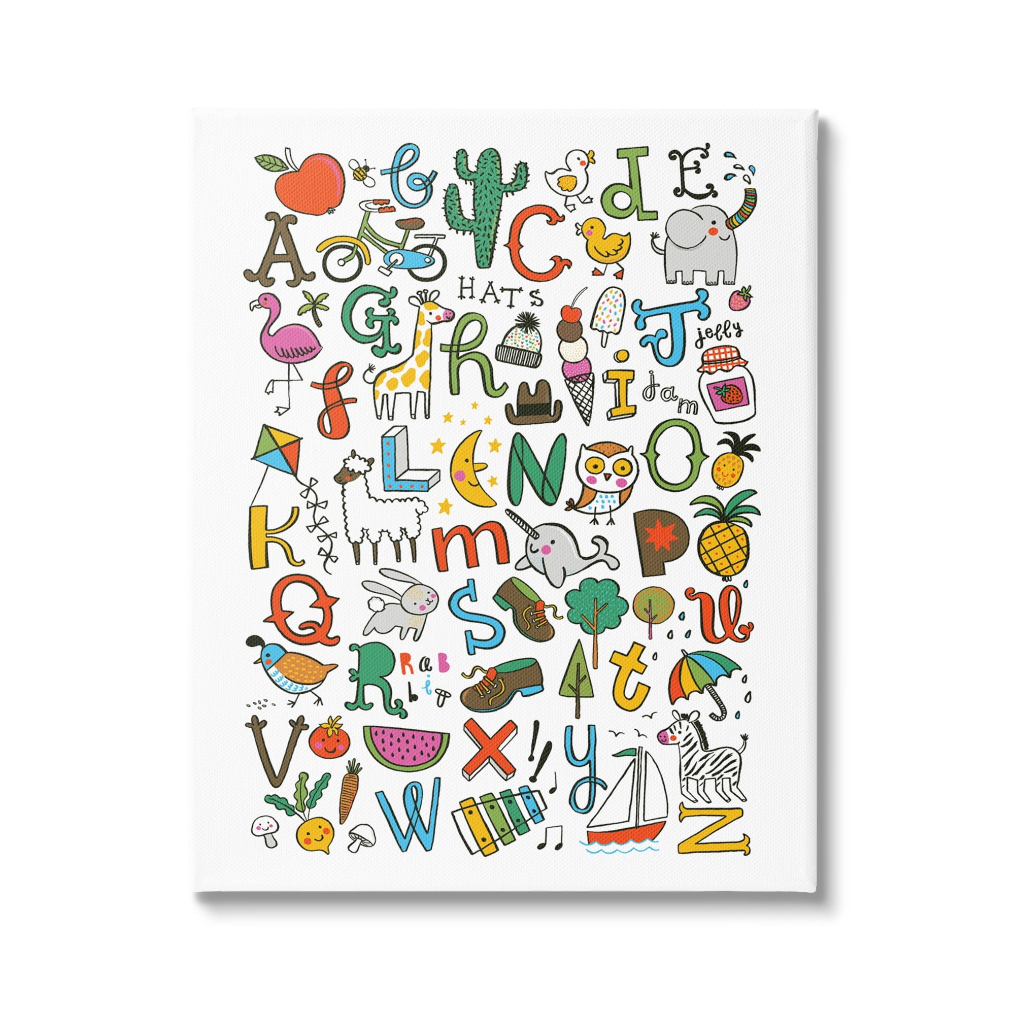 Stupell Industries Infantile Alphabet with Illustrations Educational Literature,16 x 20, Design by Abi Hall