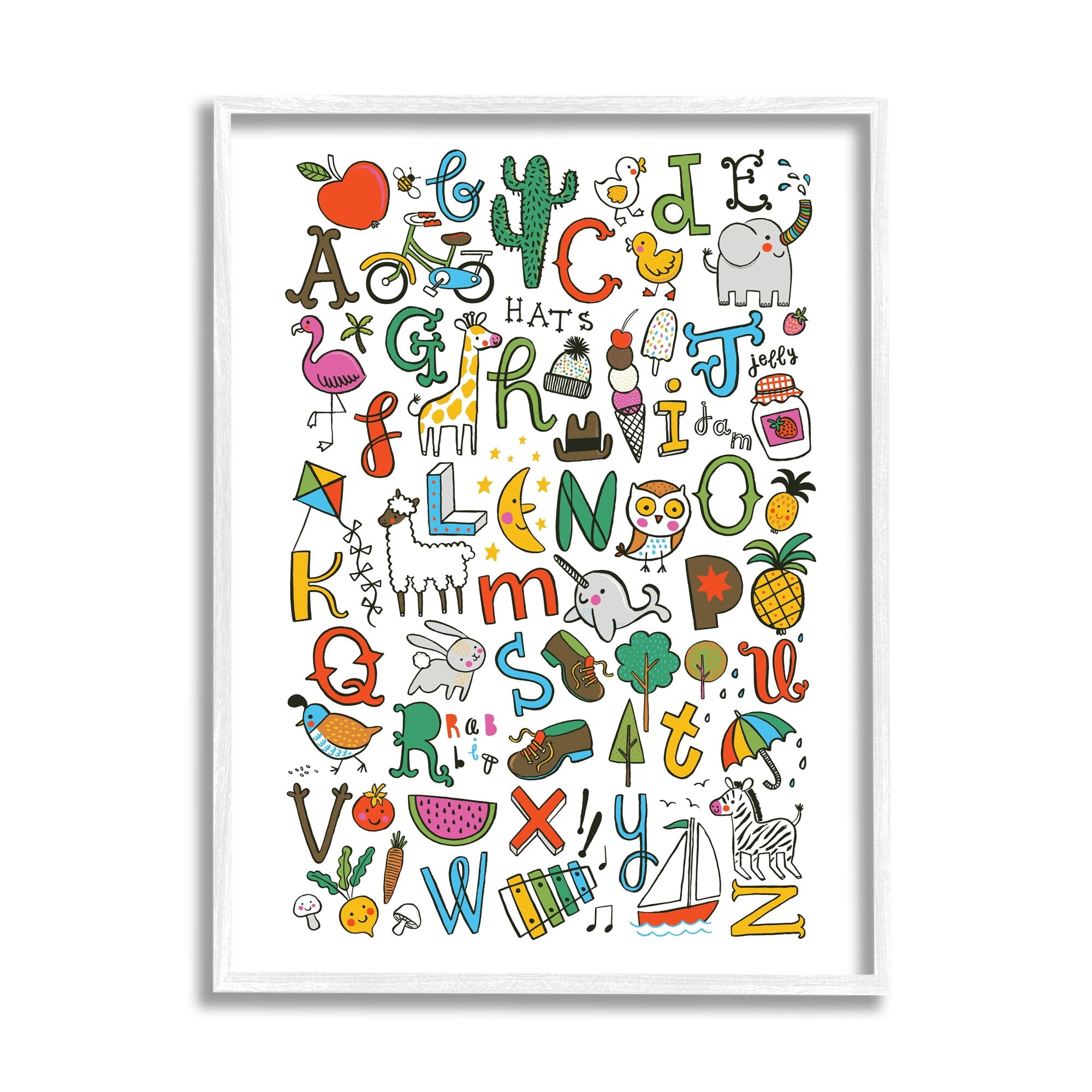 Stupell Industries Infantile Alphabet with Illustrations Educational Literature,24 x 30, Design by Abi Hall