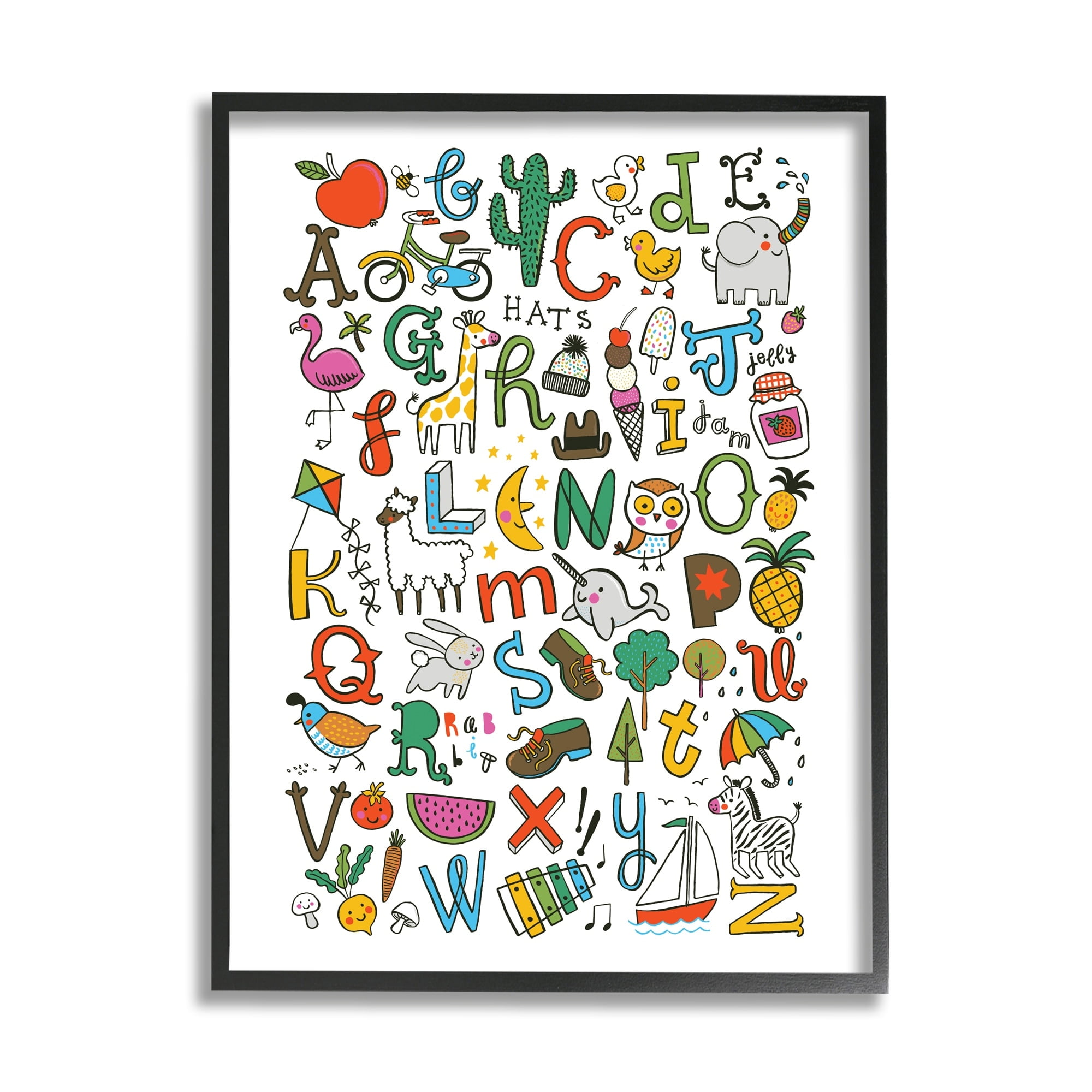 Stupell Industries Infantile Alphabet with Illustrations Educational Literature,24 x 30, Design by Abi Hall