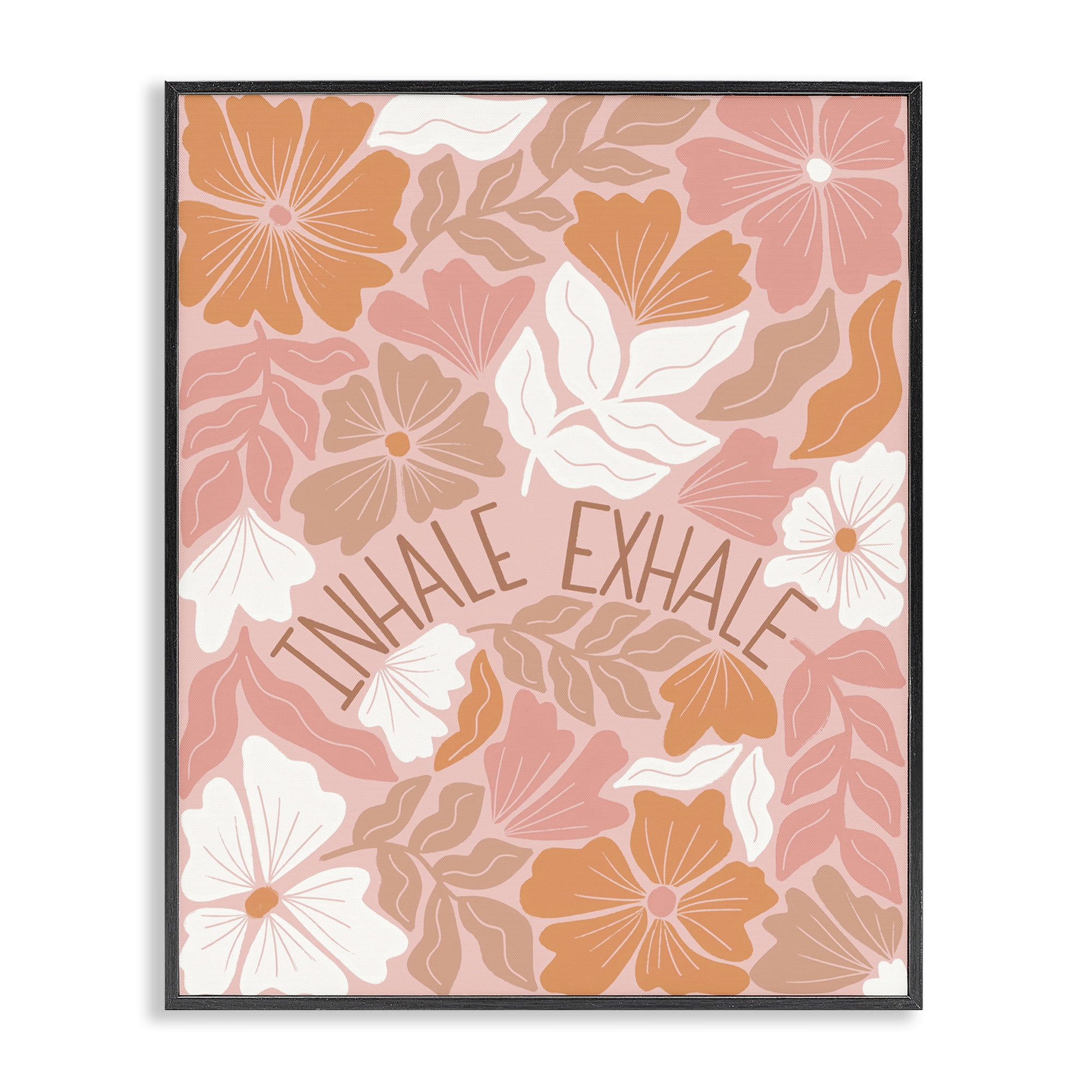 Stupell Industries Inhale Exhale Florals Plants & Flowers Painting Black Framed Art Print Wall Art, 11 x 14