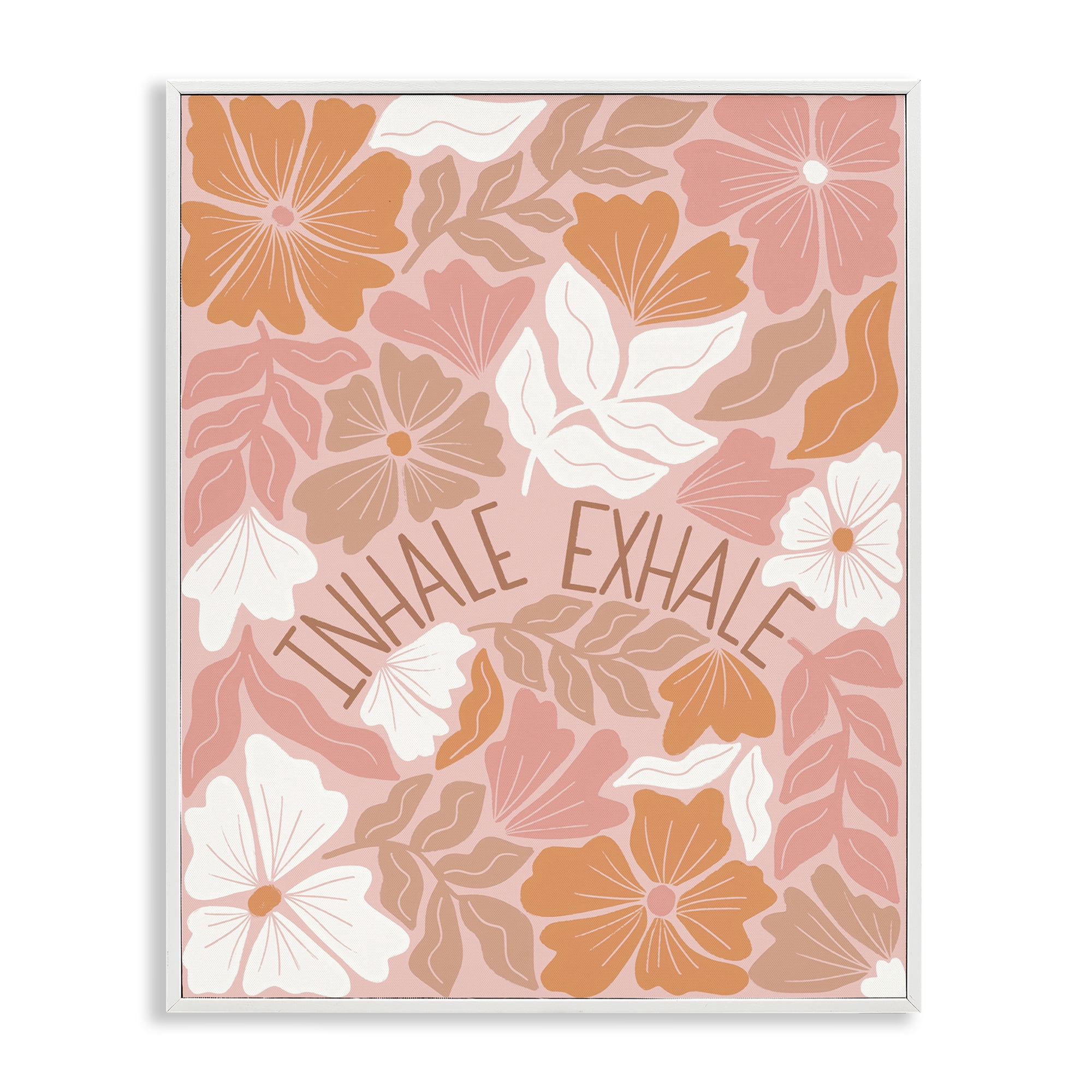 Stupell Industries Inhale Exhale Florals Plants & Flowers Painting White Framed Art Print Wall Art, 16 x 20