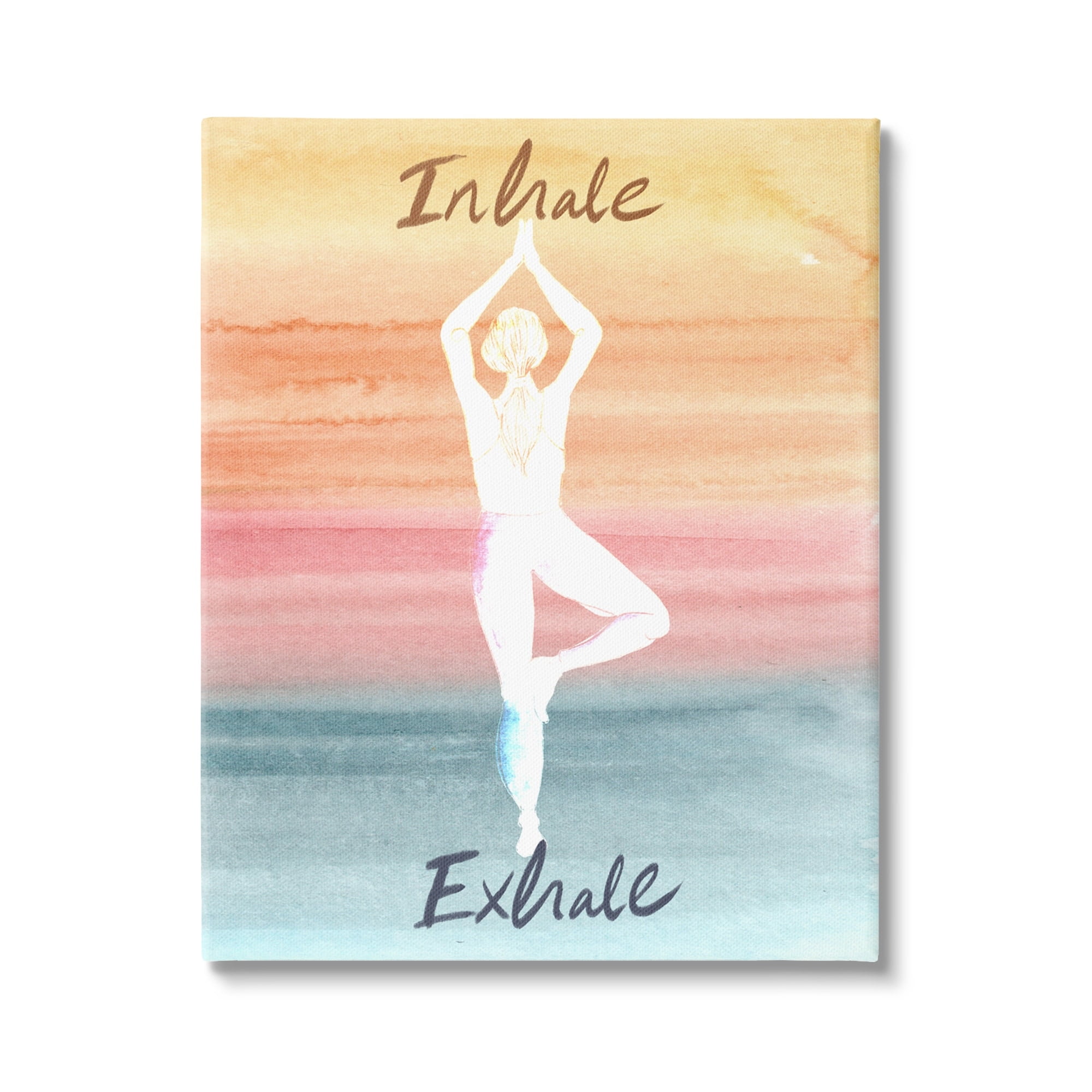 Stupell Industries Inhale Exhale Soothing Yoga Pose Watercolor Effect Canvas Wall Art, 30 x 40, Design by Kate Eldridge