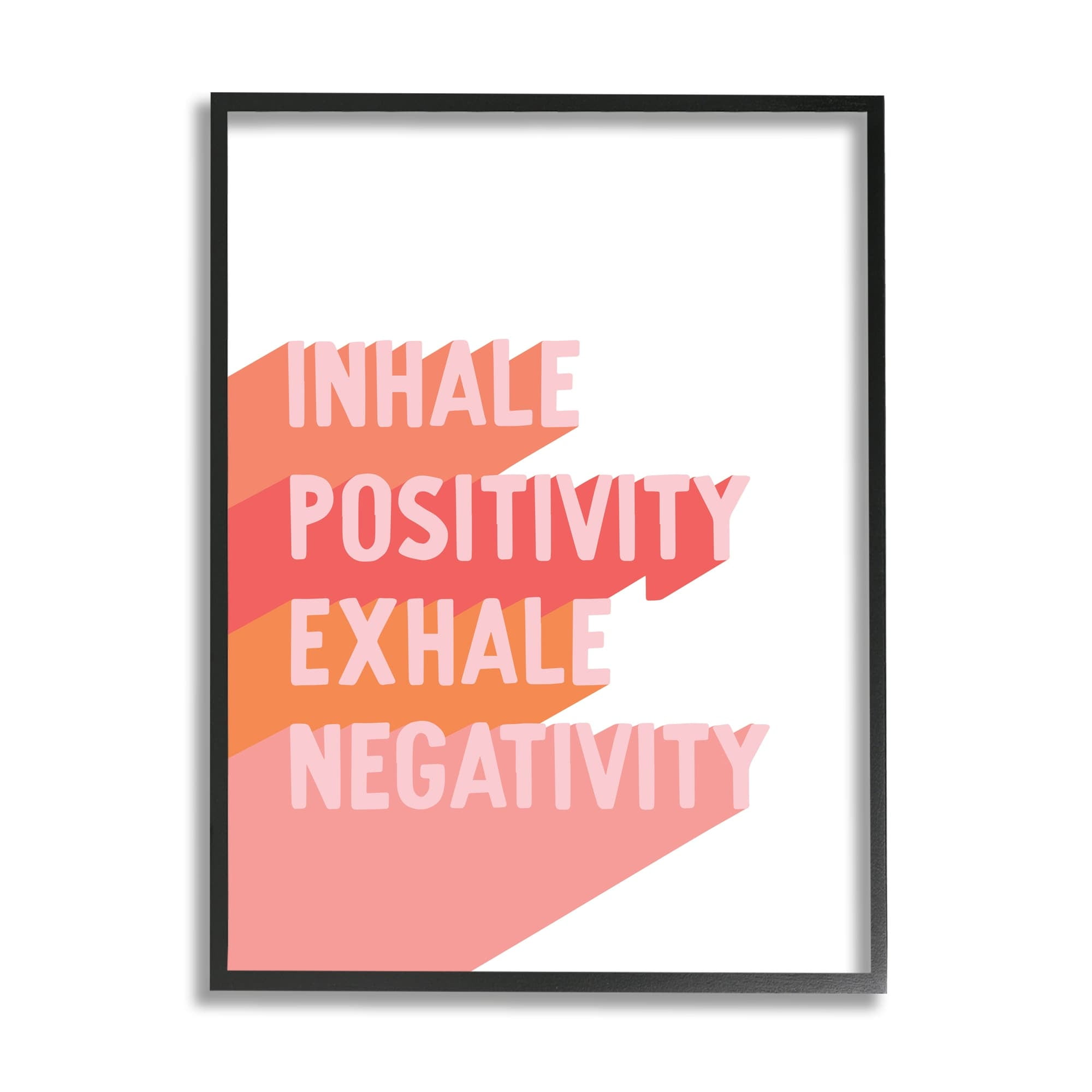 Stupell Industries Inhale Positivity Exhale Negativity Motivational Phrase Pink Pop, 16 x 20,Design by Hey Bre! Creative Studio