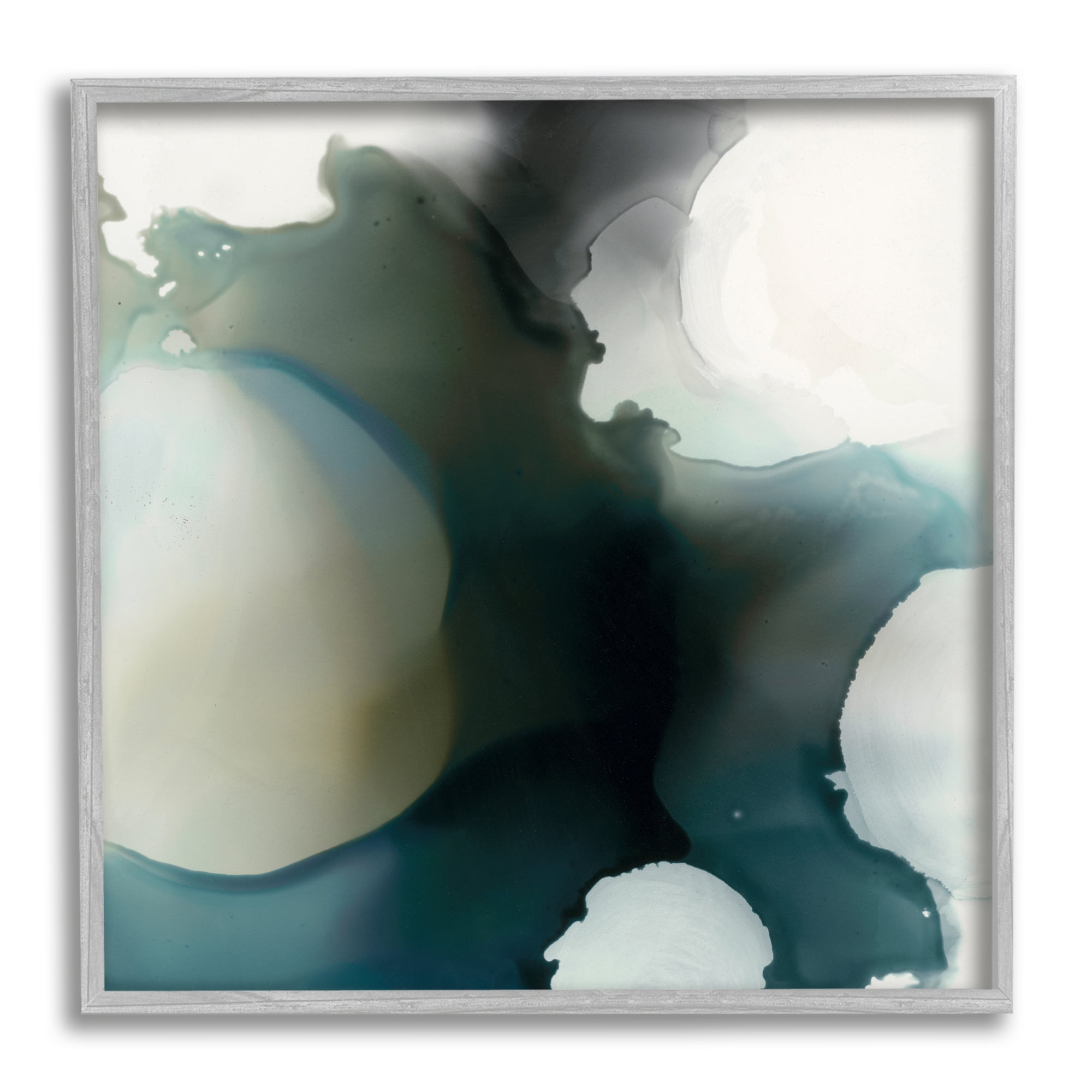 Stupell Industries Ink Blot Abstraction Dark Grey Blue Distorted Shapes, 12 x 12, Designed by Kippi Leonard