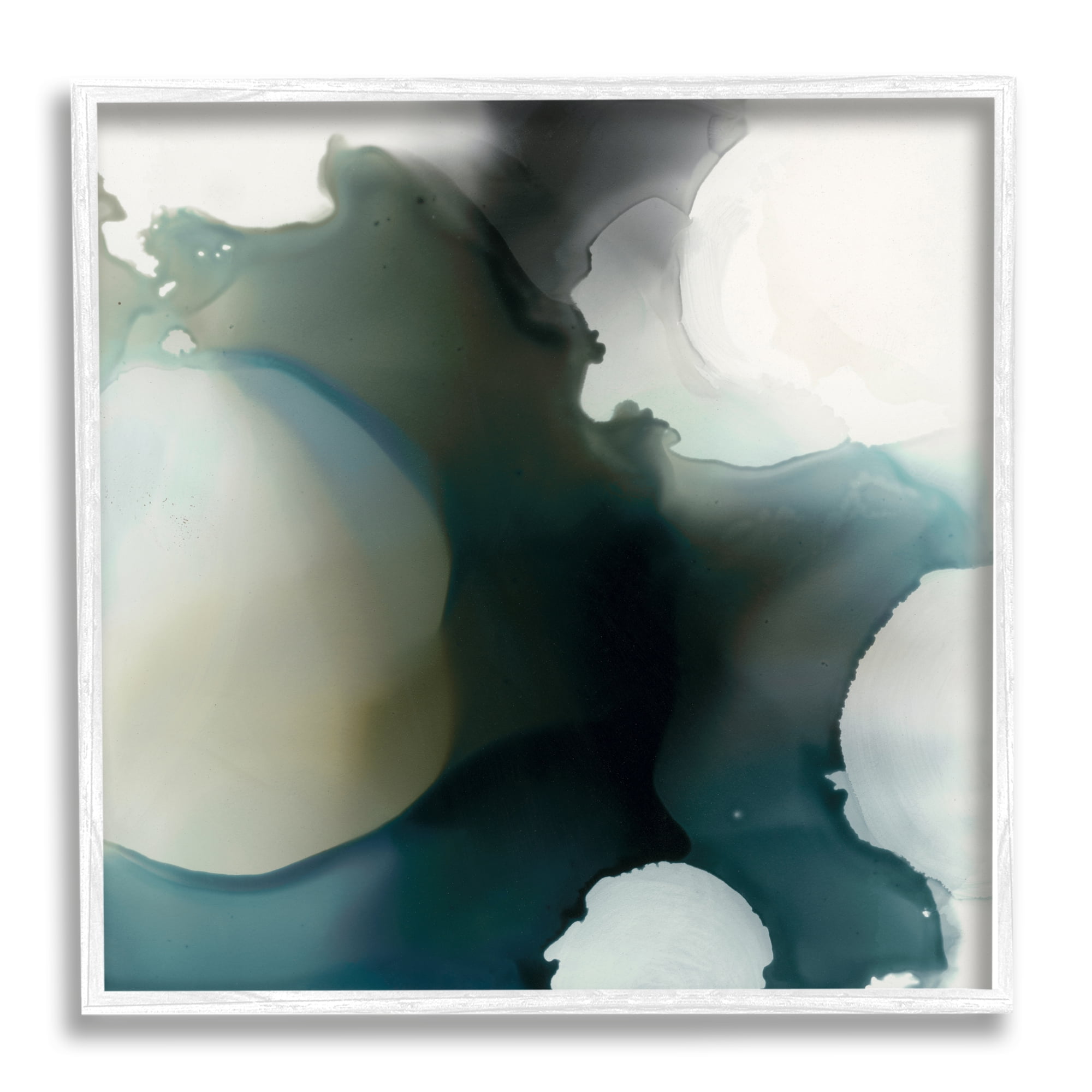 Stupell Industries Ink Blot Abstraction Dark Grey Blue Distorted Shapes, 24 x 24, Designed by Kippi Leonard