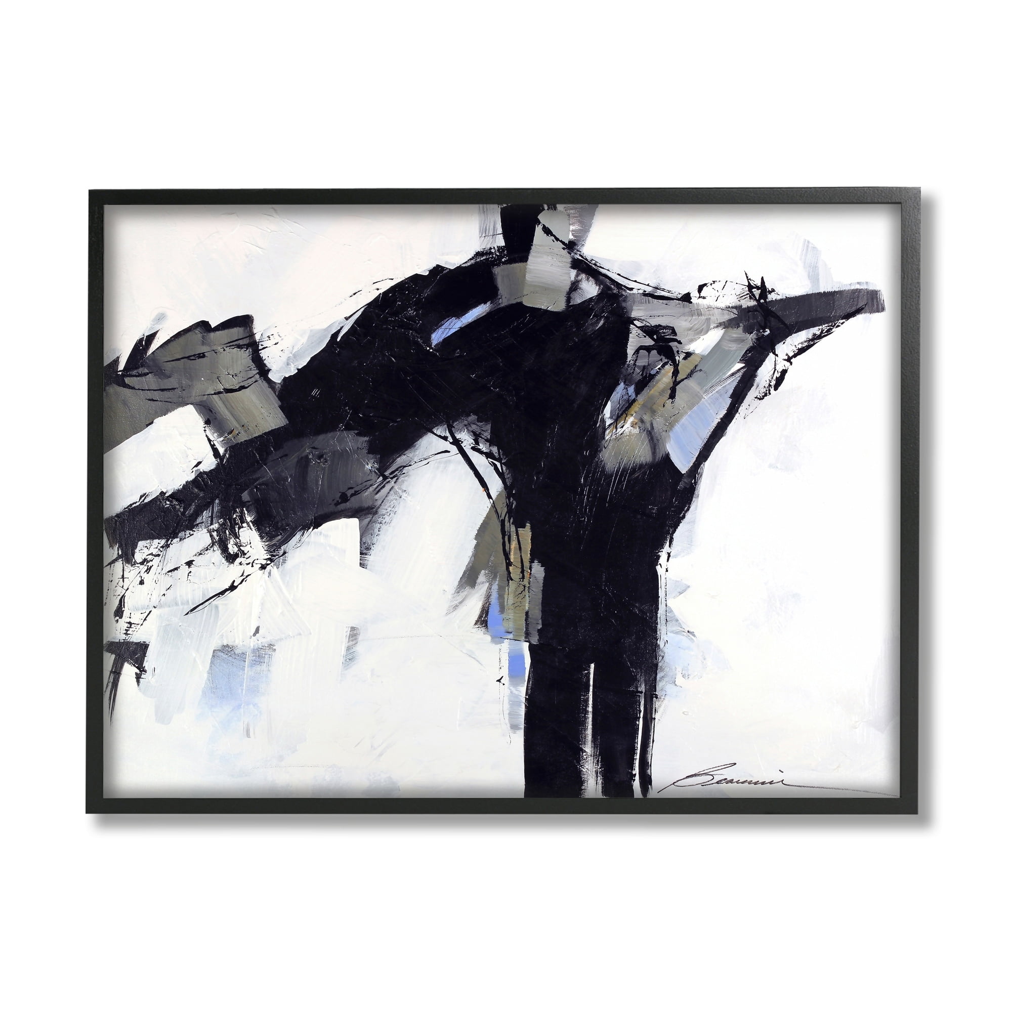 Stupell Industries Ink Drip Flat Brush Strokes Modern Industrial Design Painting Black Framed Art Print Wall Art, Design by Beau Wild