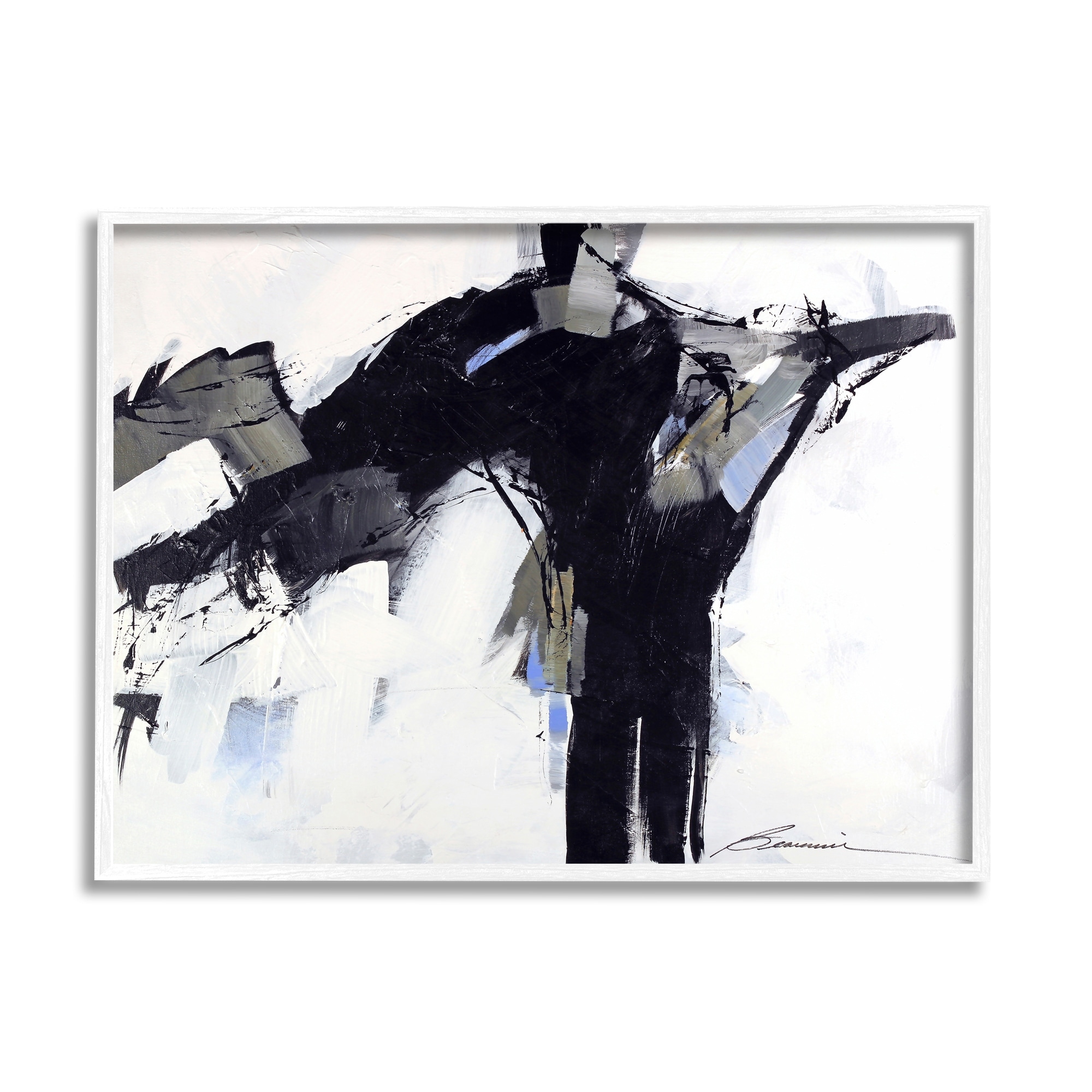 Stupell Industries Ink Drip Flat Brush Strokes Modern Industrial Design Painting White Framed Art Print Wall Art, Design by Beau Wild