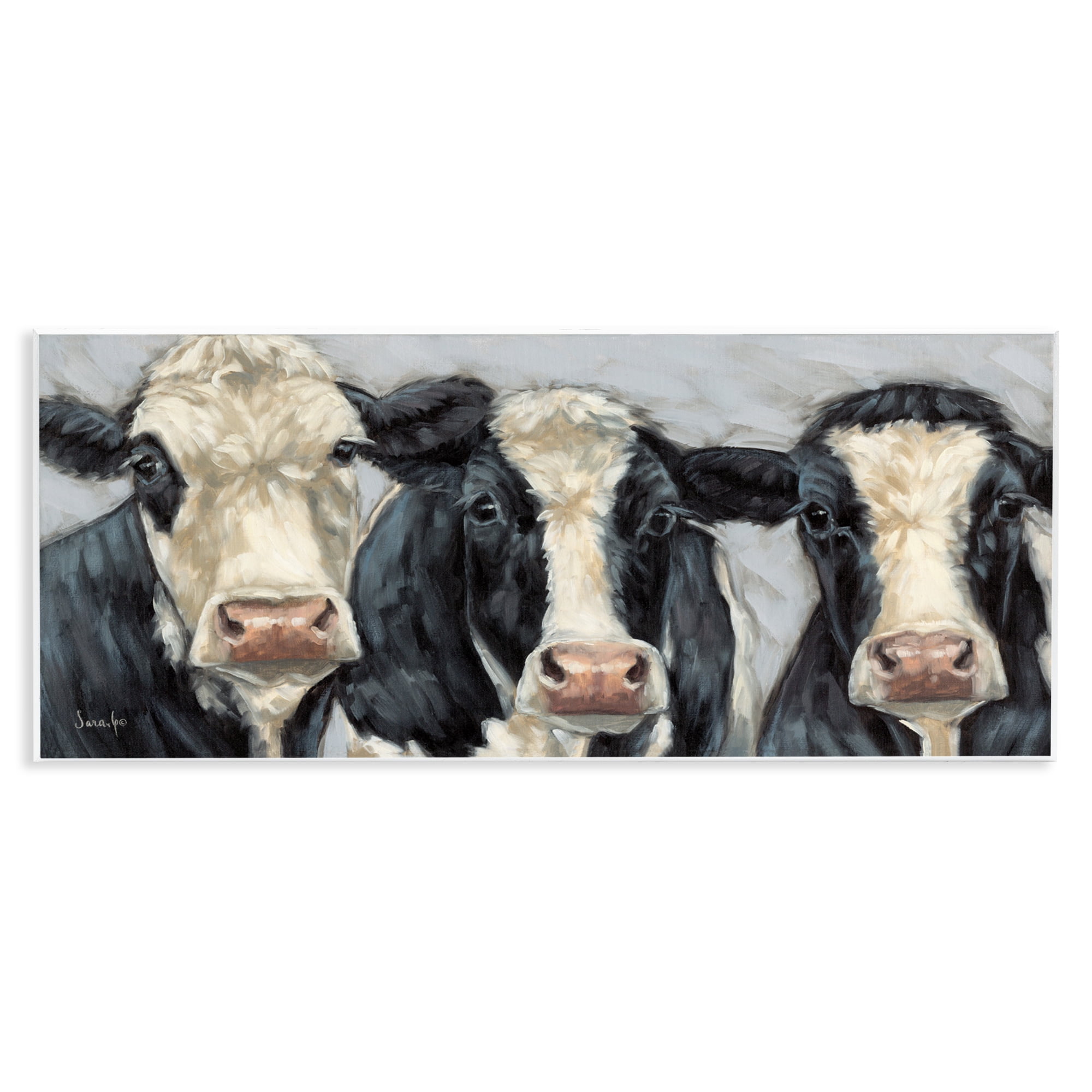 Stupell Industries Ink & Ivory Cow Trio Wall Plaque Art, design by Sara G. Designs