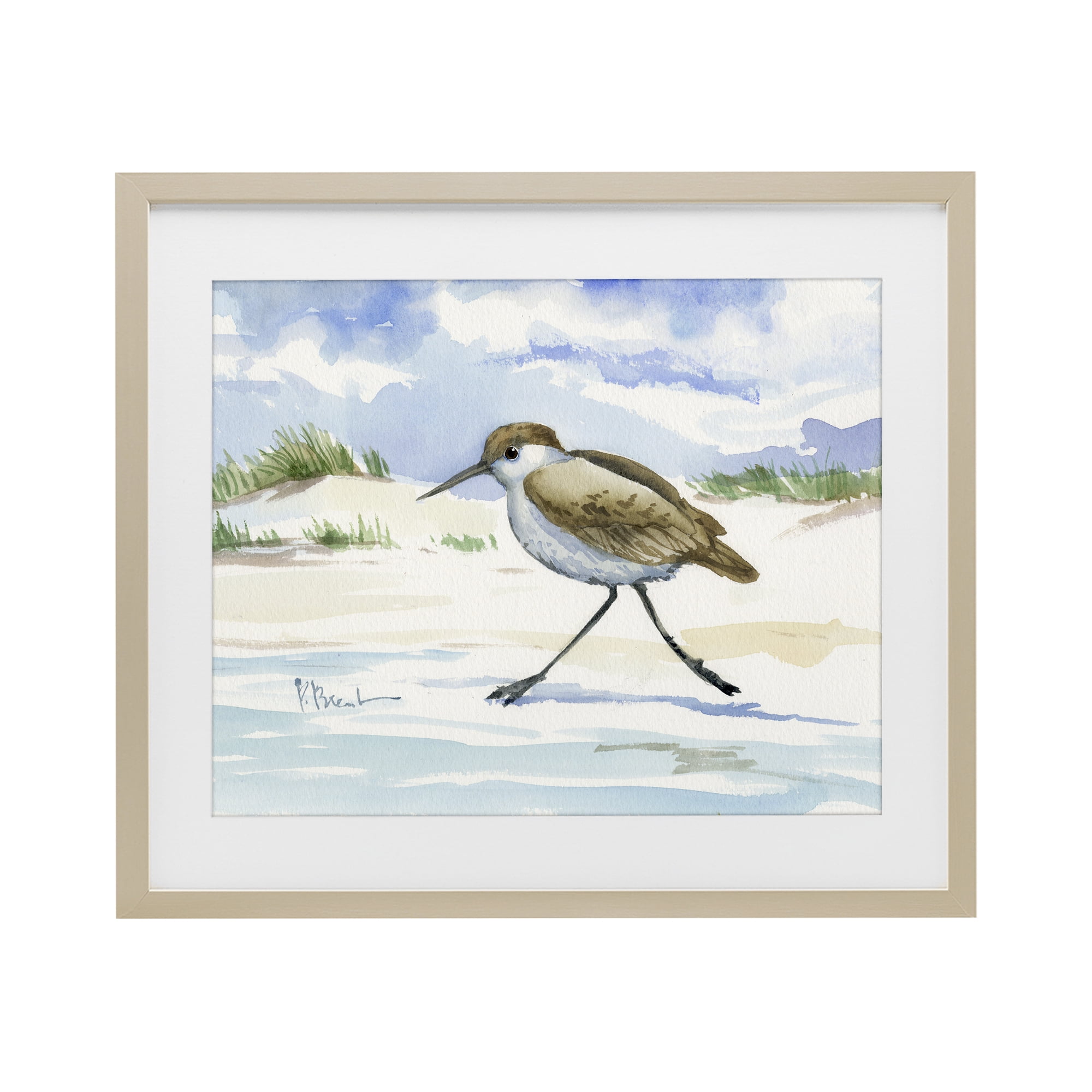 Stupell Industries Inlet Beach Sandpiper Running Birch Framed Print Under Glass, design by Paul Brent