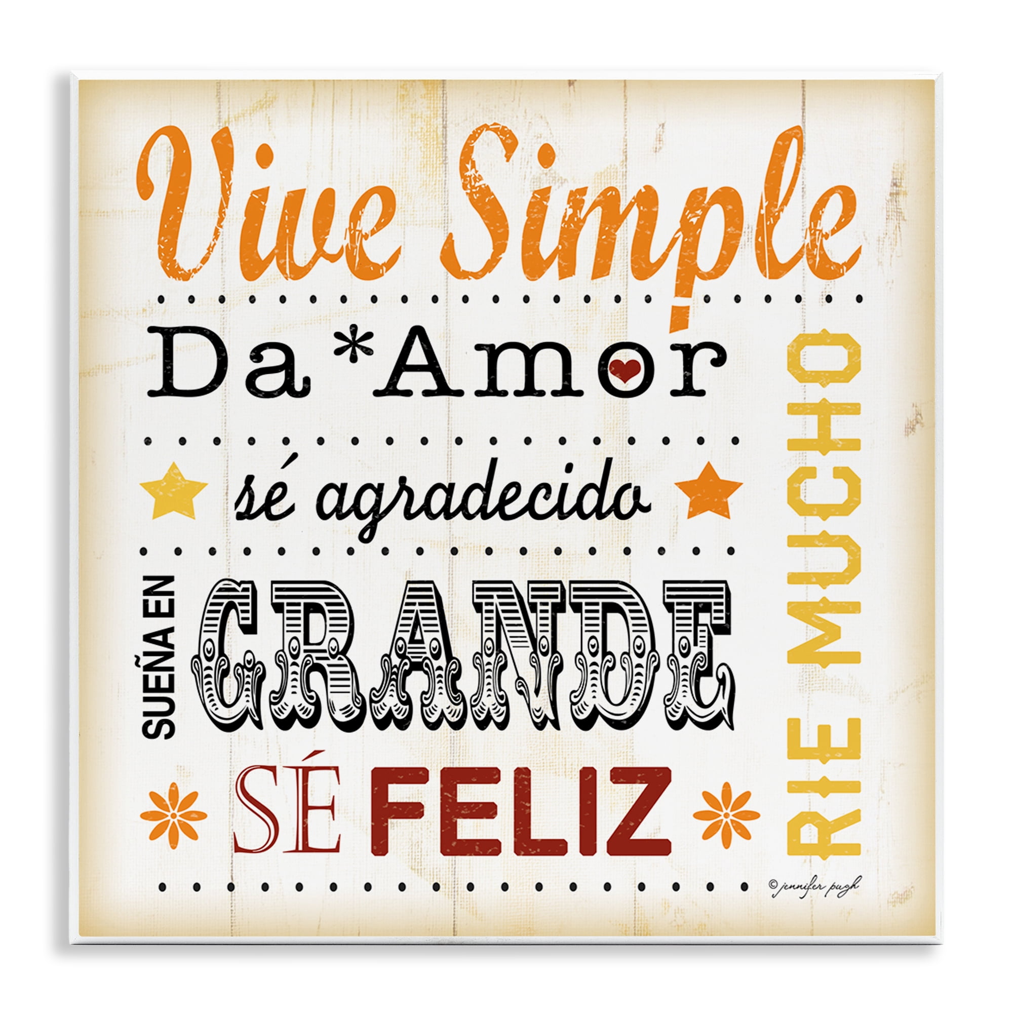 Stupell Industries Inspiraciones Diarias de Felicidad Inspirational Quotes & Sayings Painting Unframed Art Print Wall Art, 12 x 12