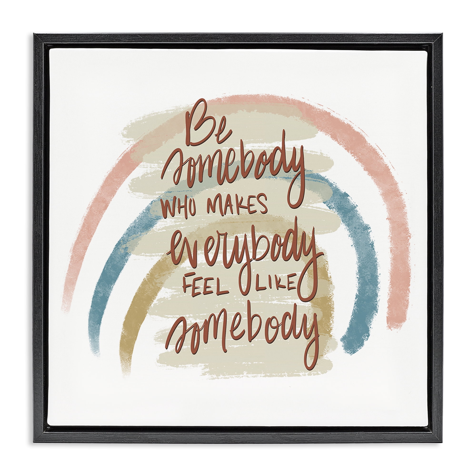 Stupell Industries Inspirational Be Somebody Text & Numbers Painting Black Floater Framed Canvas Art Print Wall Art, 18 x 18
