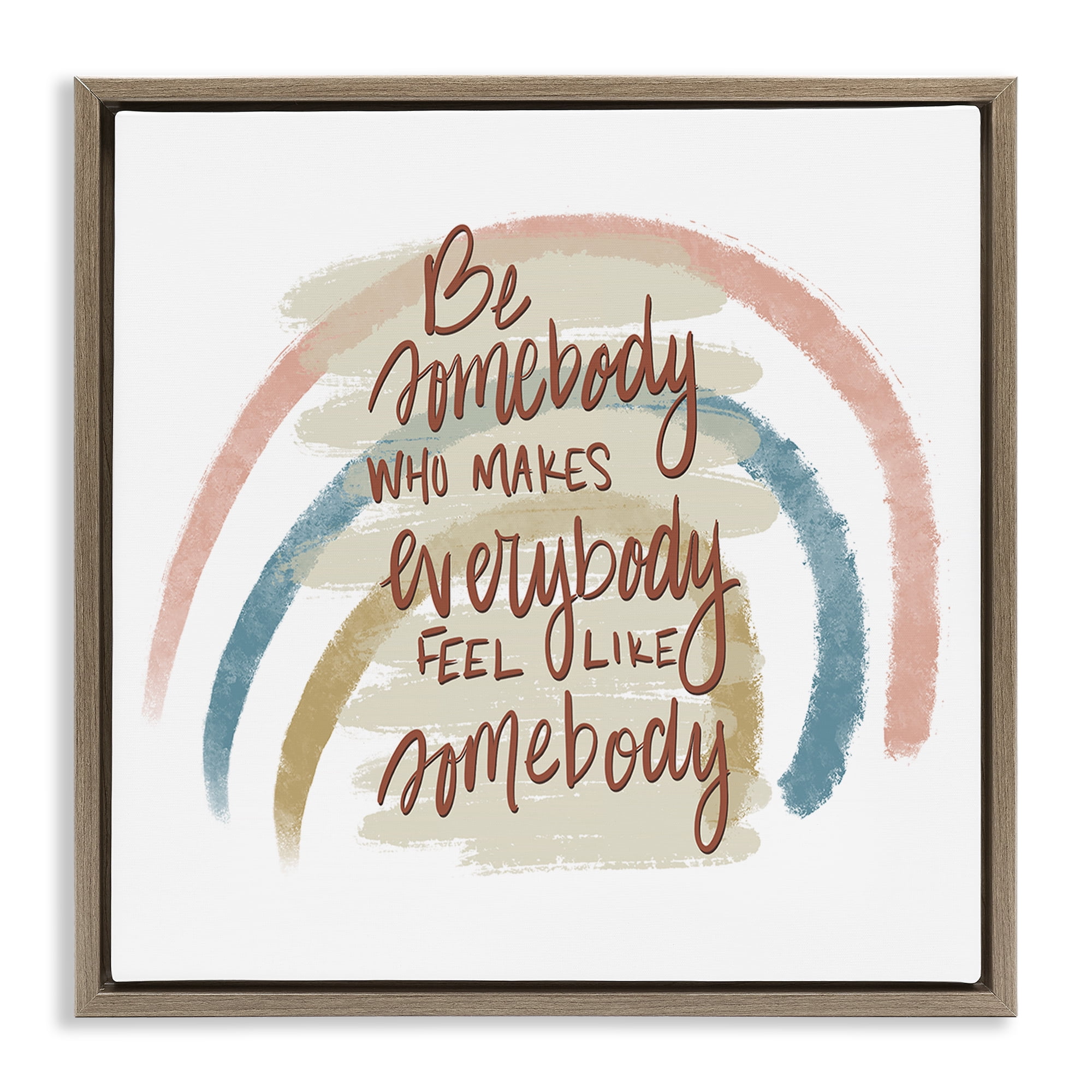 Stupell Industries Inspirational Be Somebody Text & Numbers Painting Brown Floater Framed Canvas Art Print Wall Art, 18 x 18