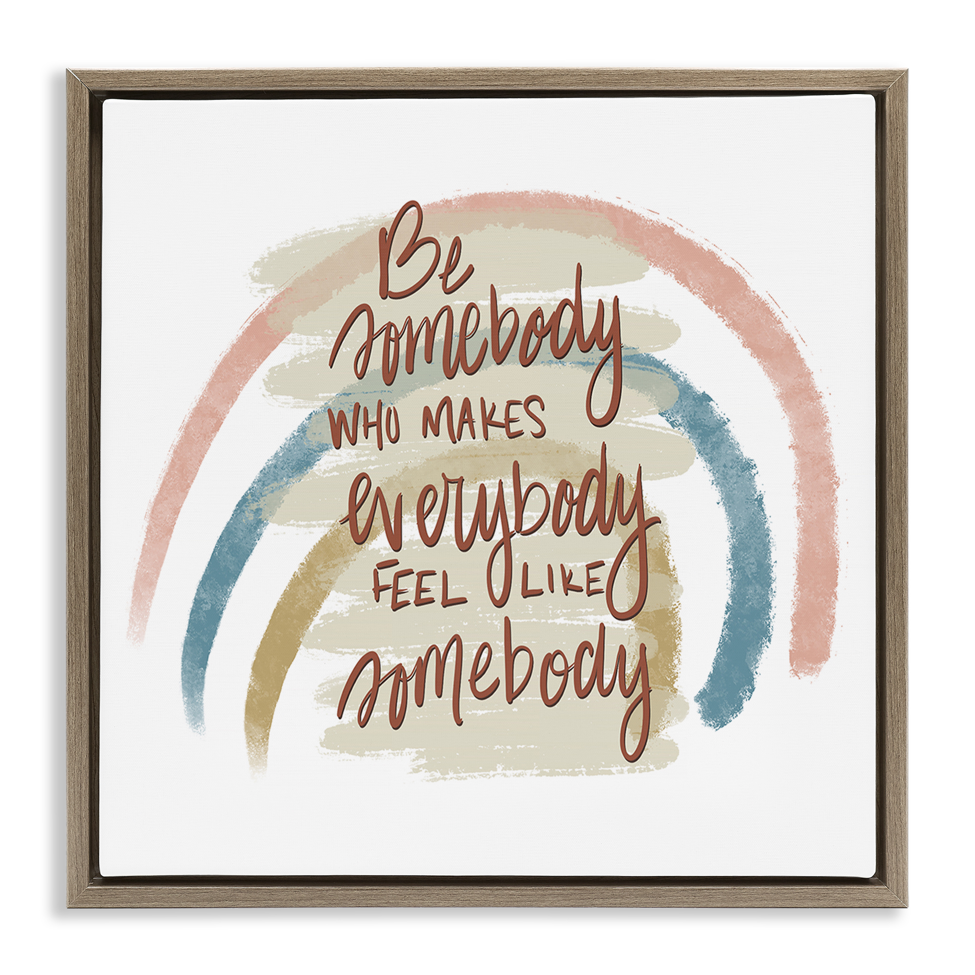 Stupell Industries Inspirational Be Somebody Text & Numbers Painting Brown Floater Framed Canvas Art Print Wall Art, 25 x 25