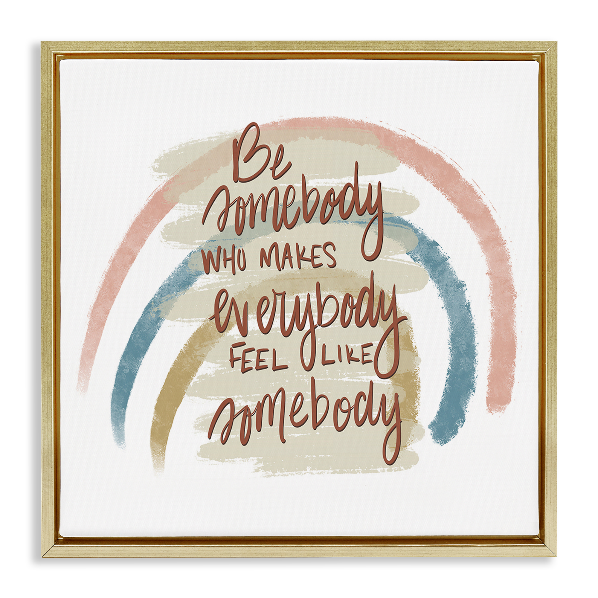 Stupell Industries Inspirational Be Somebody Text & Numbers Painting Gold Floater Framed Canvas Art Print Wall Art, 25 x 25