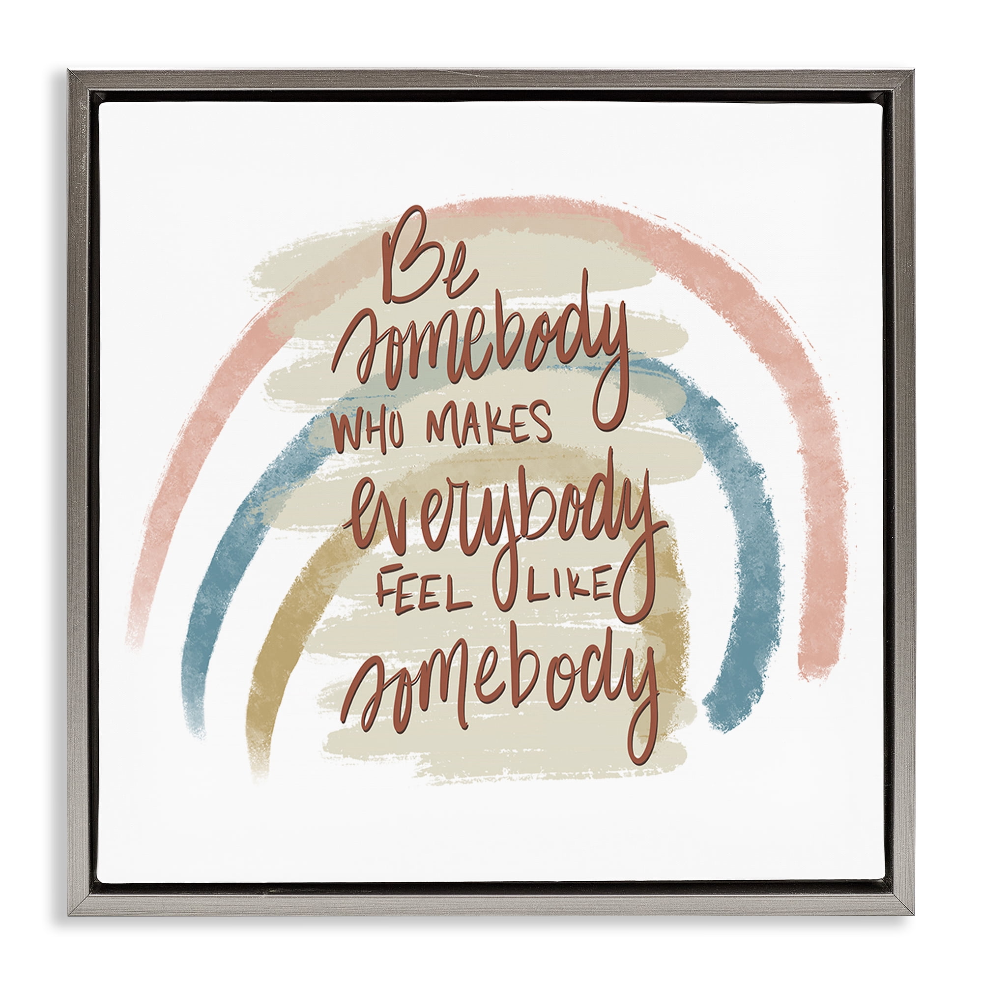 Stupell Industries Inspirational Be Somebody Text & Numbers Painting Gray Floater Framed Canvas Art Print Wall Art, 18 x 18