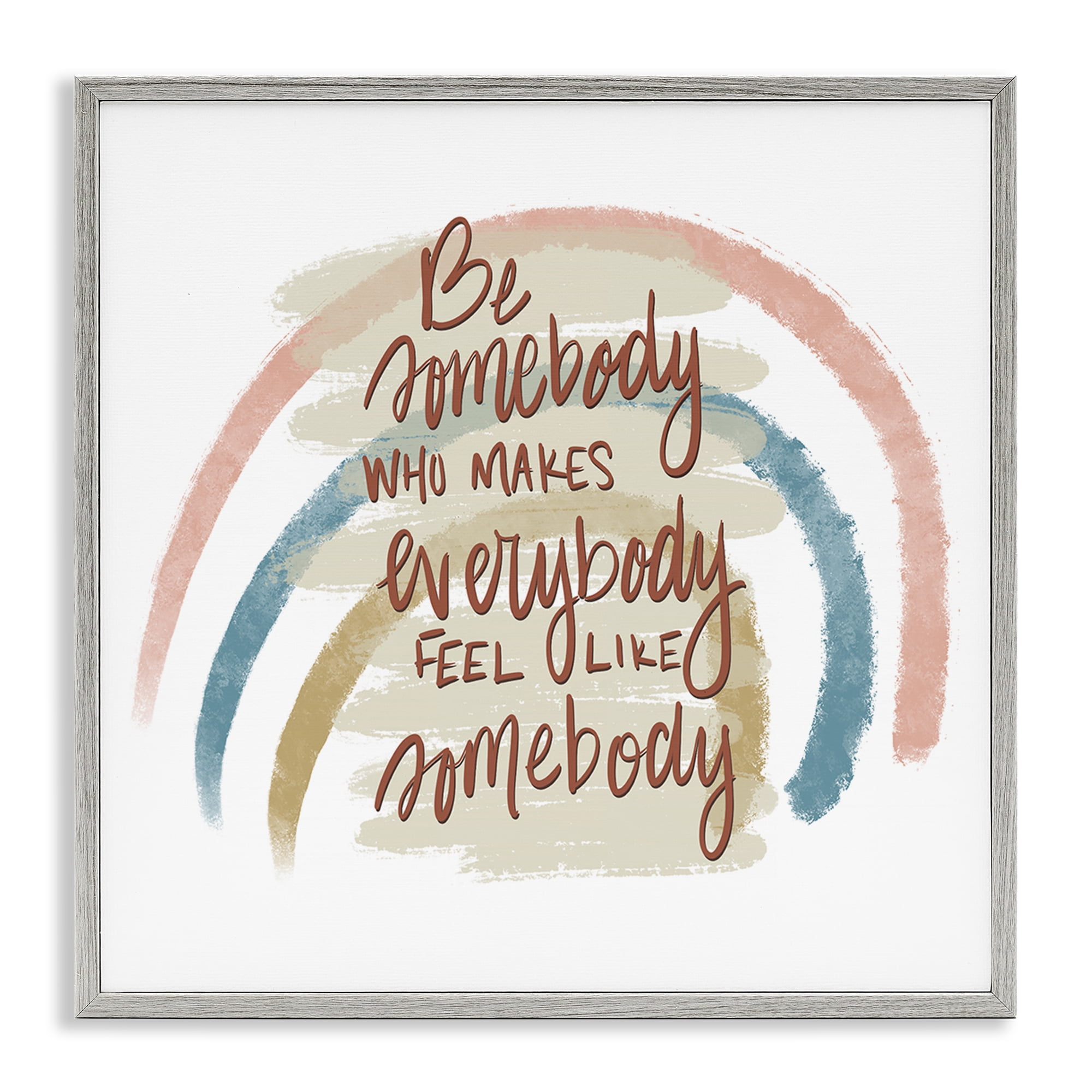 Stupell Industries Inspirational Be Somebody Text & Numbers Painting Gray Framed Art Print Wall Art, 12 x 12