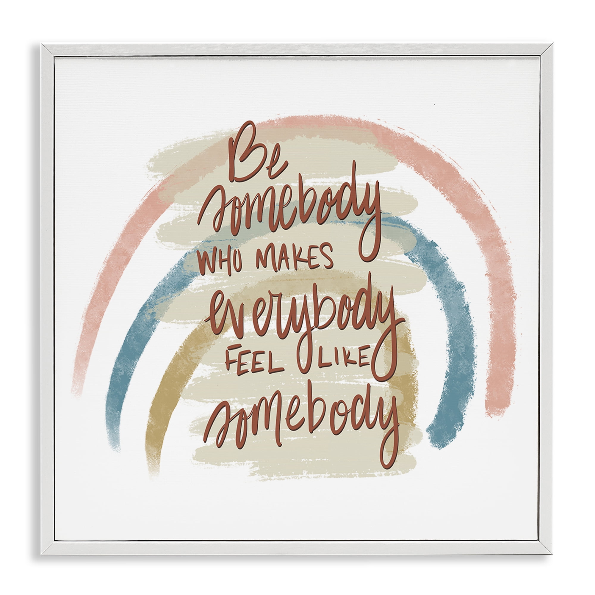 Stupell Industries Inspirational Be Somebody Text & Numbers Painting White Framed Art Print Wall Art, 24 x 24