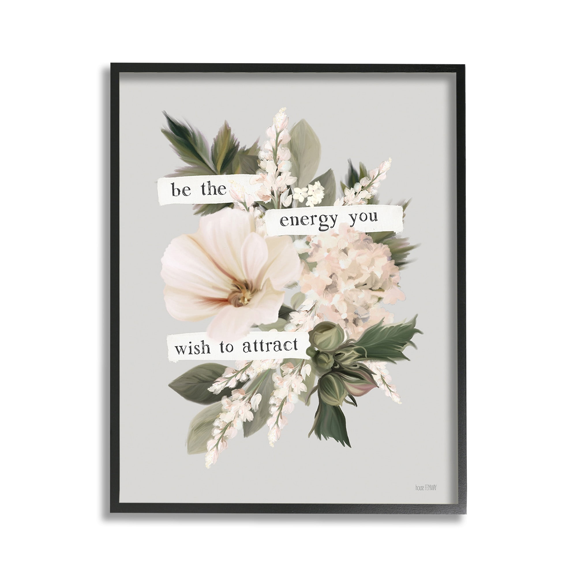 Stupell Industries Inspirational Be The Energy Botanical & Floral Painting Black Framed Art Print Wall Art, 11 x 14