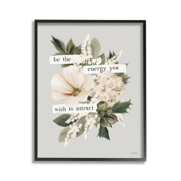Stupell Industries Inspirational Be The Energy Botanical & Floral Painting Black Framed Art Print Wall Art, 11 x 14