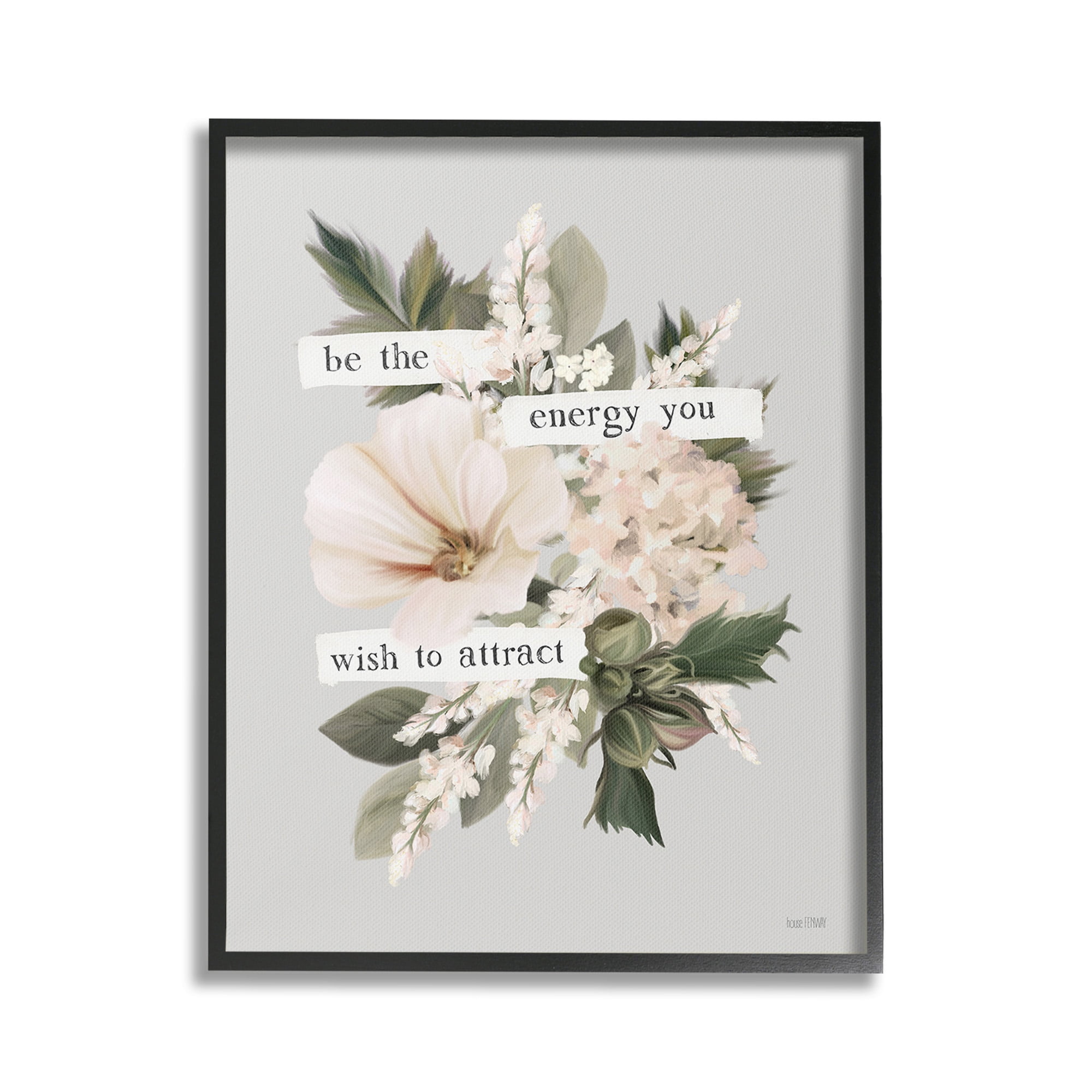 Stupell Industries Inspirational Be The Energy Botanical & Floral Painting Black Framed Art Print Wall Art, 24 x 30