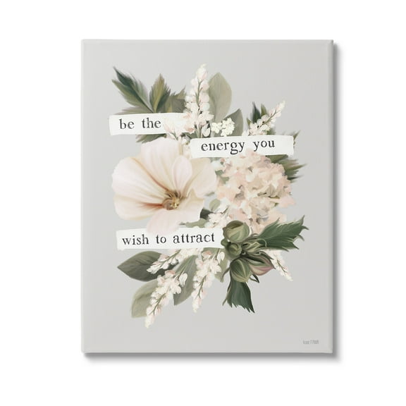 Stupell Industries Inspirational Be The Energy Botanical & Floral Painting Gallery Wrapped Canvas Art Print Wall Art, 16 x 20