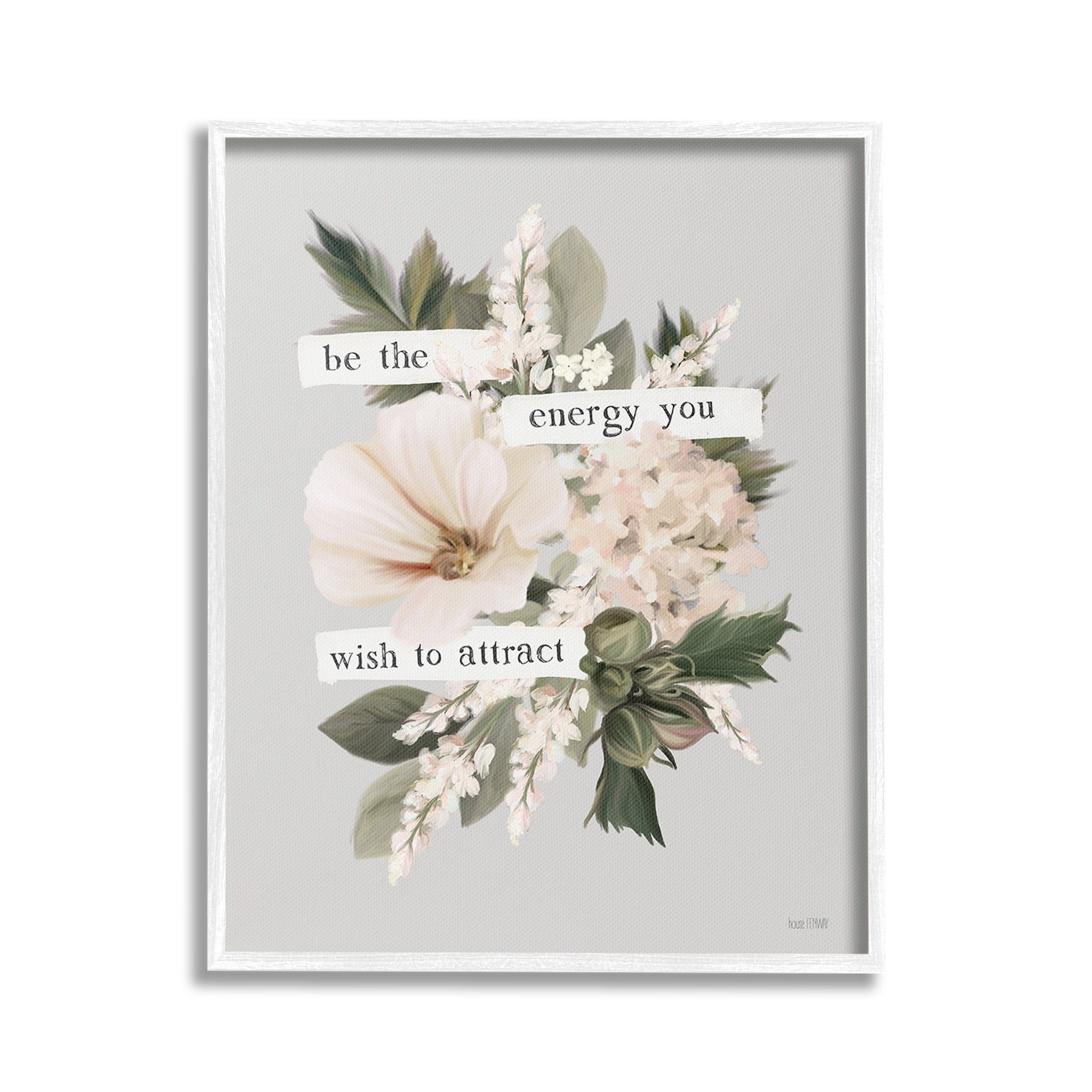 Stupell Industries Inspirational Be The Energy Botanical & Floral Painting White Framed Art Print Wall Art, 16 x 20