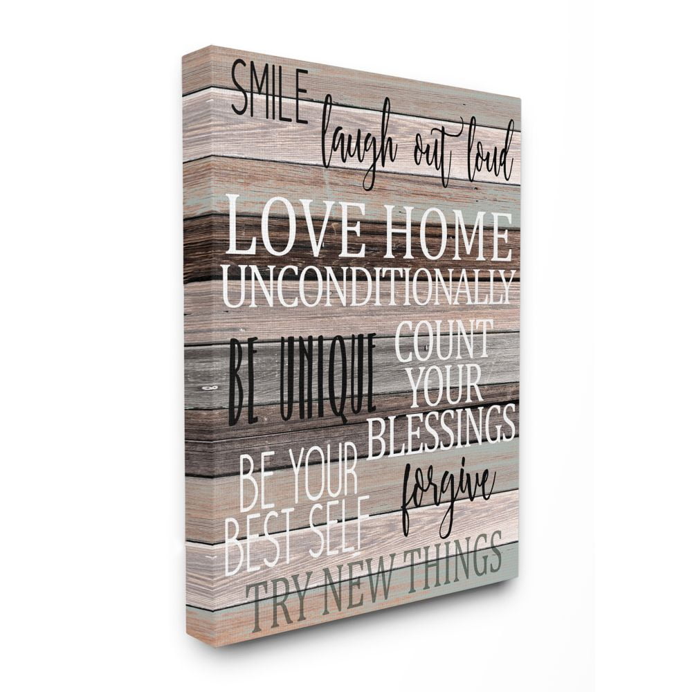Stupell Industries Inspirational Be You Phrases on Wood Grain Brown Black Text Canvas Wall Art Design by Kim Allen, 24" x 30"