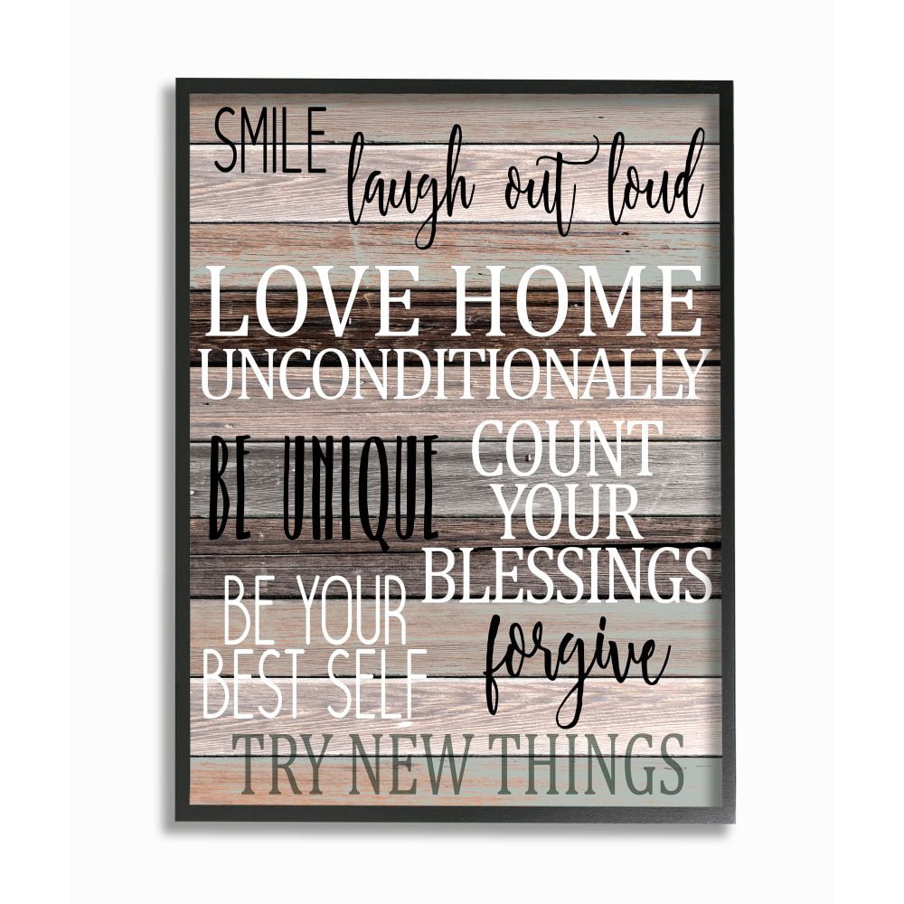 Stupell Industries Inspirational Be You Phrases on Wood Grain Brown Black Text Framed Wall Art Design by Kim Allen, 11" x 14", Black Framed