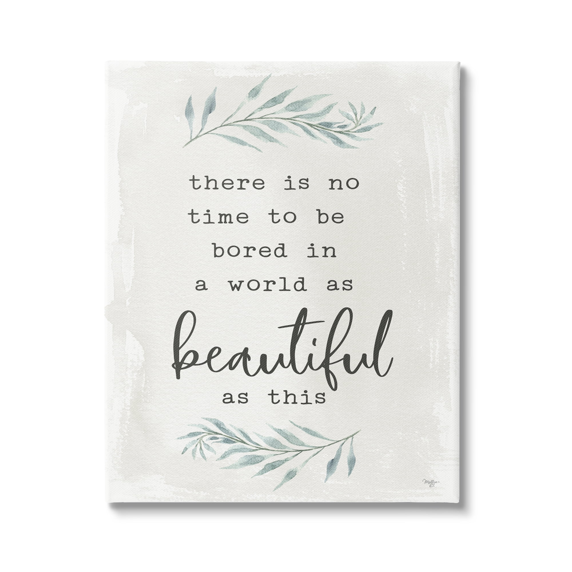 Stupell Industries Inspirational Beautiful World Botanical Typewriter Text Phrase Graphic Art Gallery Wrapped Canvas Print Wall Art, Design by Mollie B.