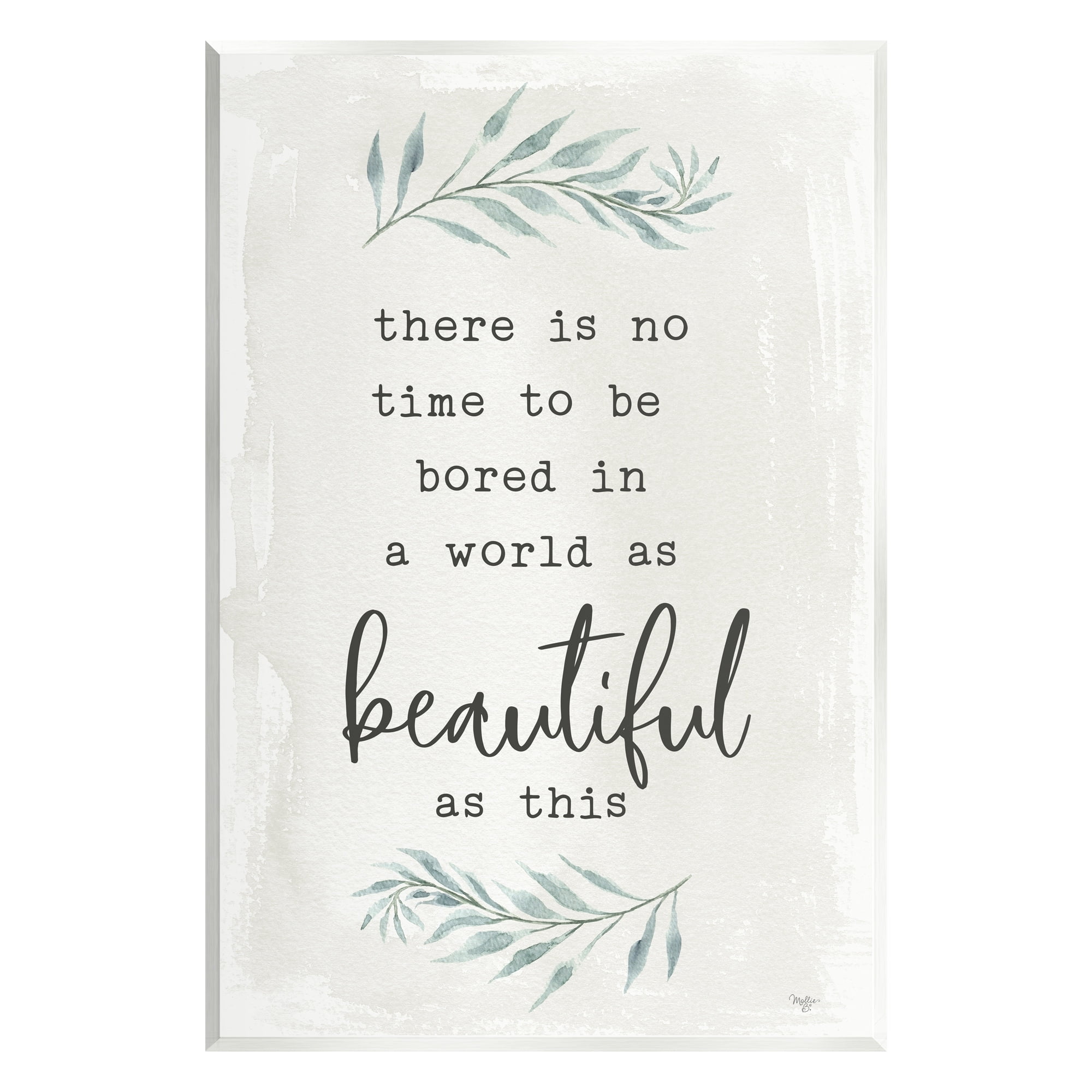 Stupell Industries Inspirational Beautiful World Botanical Typewriter Text Phrase Graphic Art Unframed Art Print Wall Art, Design by Mollie B.