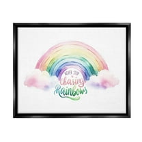 Stupell Industries Inspirational Chasing Rainbows Inspirational Painting Black Floater Framed Canvas Art Print Wall Art, 21 x 17