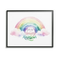 Stupell Industries Inspirational Chasing Rainbows Inspirational Painting Black Framed Art Print Wall Art, 14 x 11