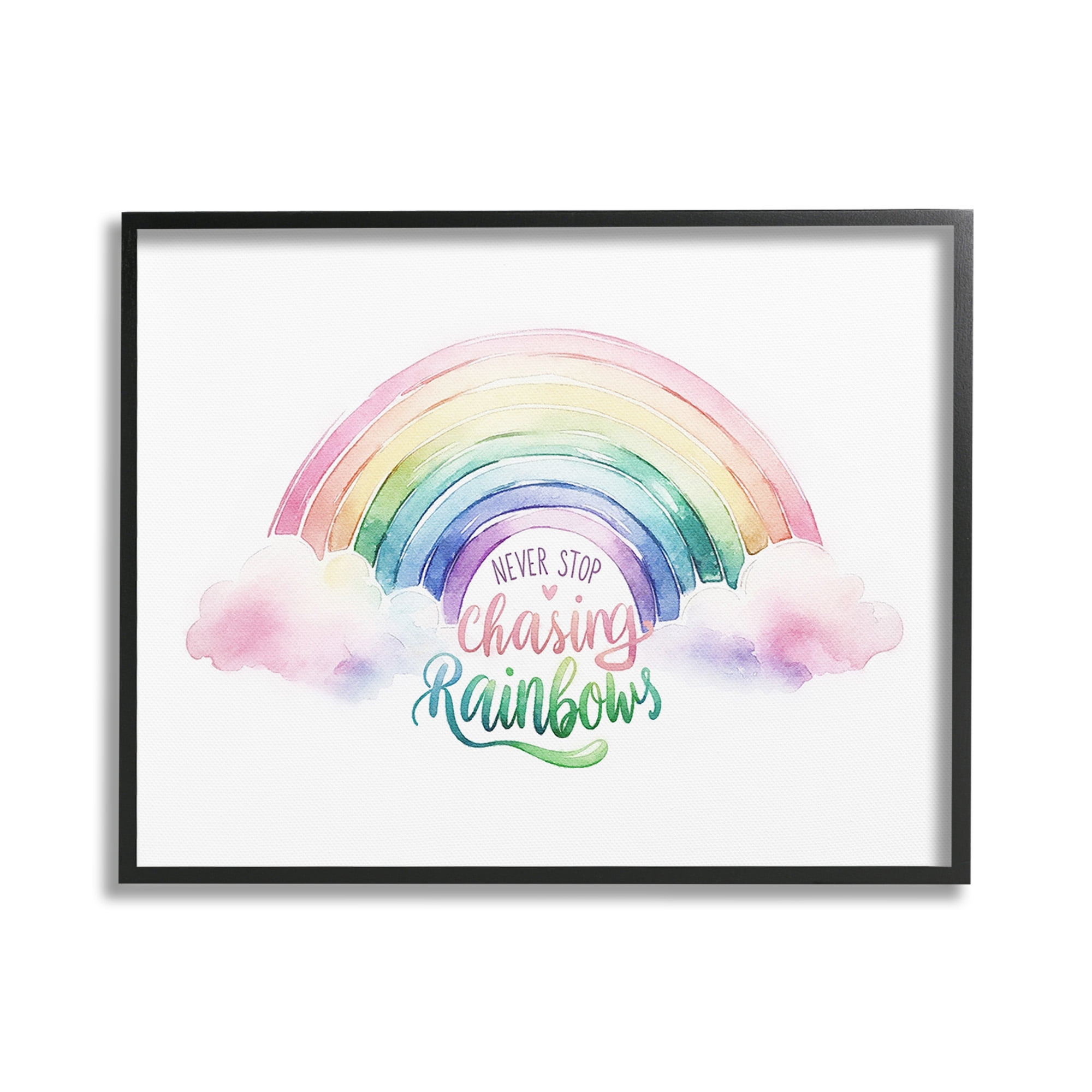 Stupell Industries Inspirational Chasing Rainbows Inspirational Painting Black Framed Art Print Wall Art, 30 x 24