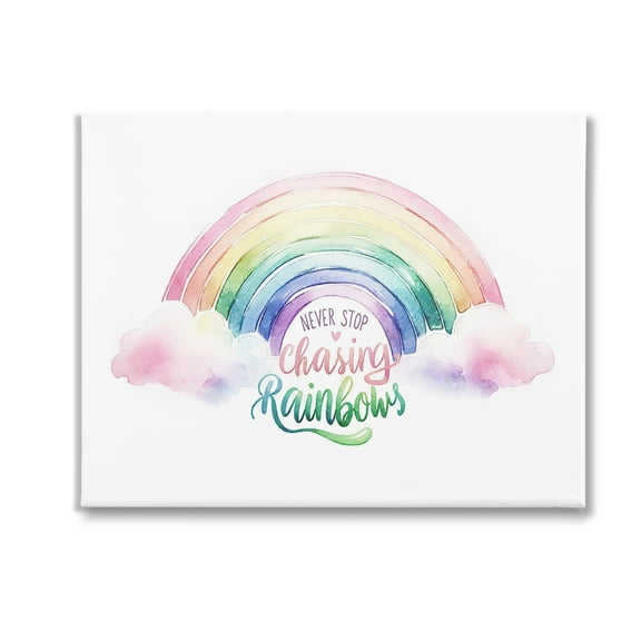 Stupell Industries Inspirational Chasing Rainbows Inspirational Painting Gallery Wrapped Canvas Art Print Wall Art, 20 x 16