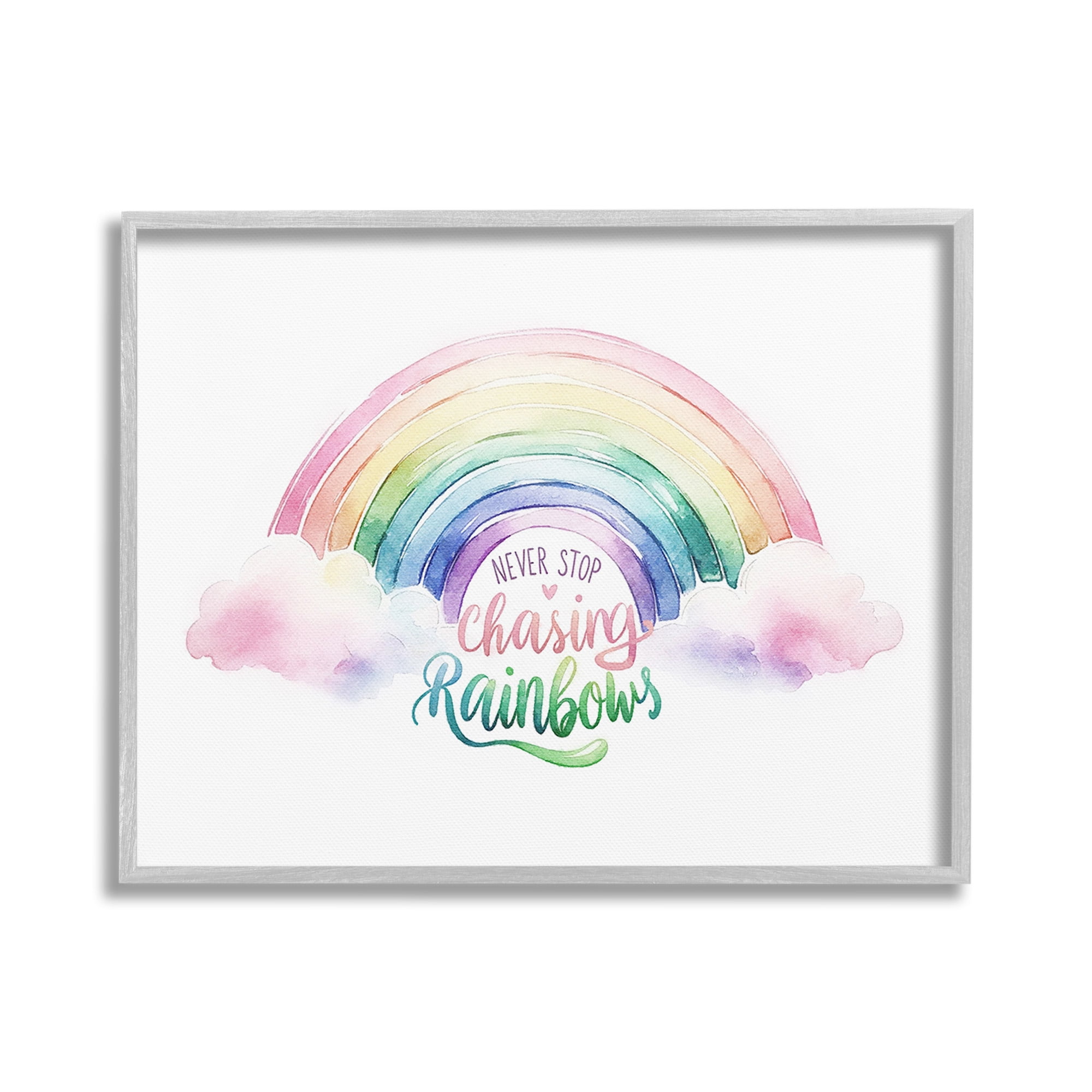 Stupell Industries Inspirational Chasing Rainbows Inspirational Painting Gray Framed Art Print Wall Art, 30 x 24