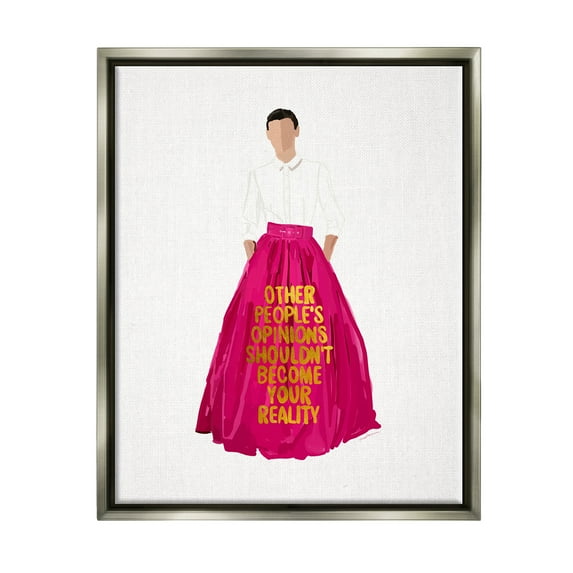 Stupell Industries Inspirational Confidence Phrase Beauty & Fashion Painting Gray Floater Framed Canvas Art Print Wall Art, 17 x 21