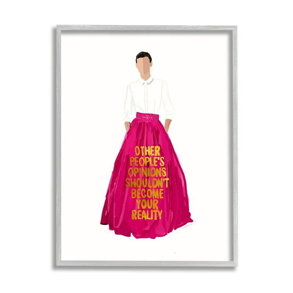 Stupell Industries Inspirational Confidence Phrase Beauty & Fashion Painting Gray Framed Art Print Wall Art, 24 x 30