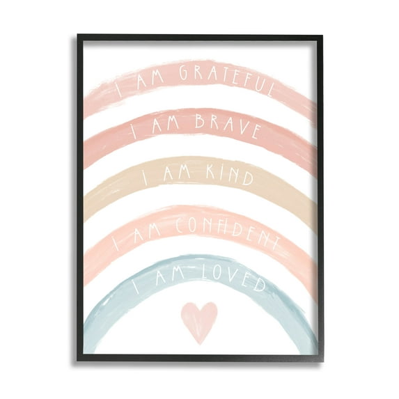 Stupell Industries Inspirational Confidence Rainbow Phrases Graphic Art Black Framed Art Print Wall Art, Design by Daphne Polselli