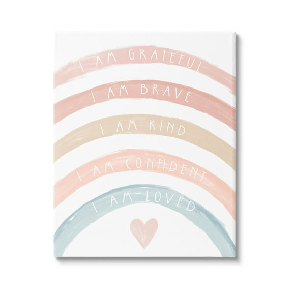 Stupell Industries Inspirational Confidence Rainbow Phrases Graphic Art Gallery Wrapped Canvas Print Wall Art, Design by Daphne Polselli