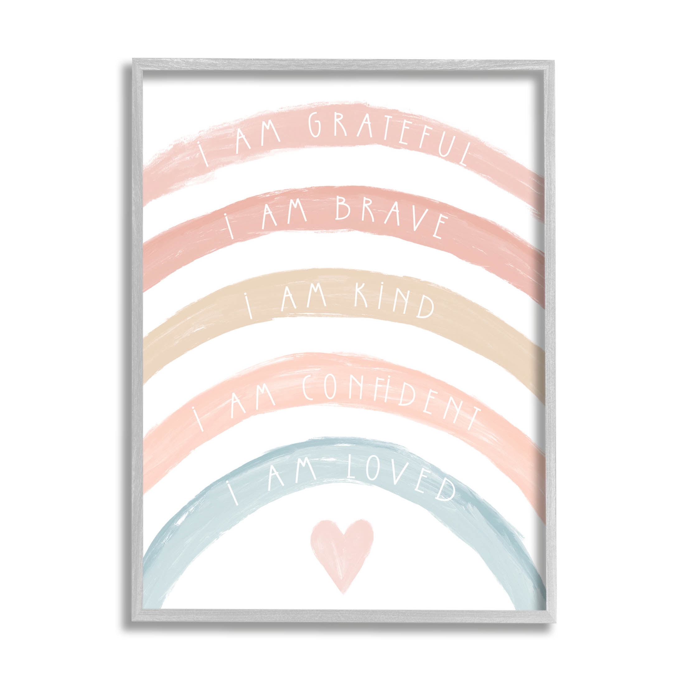 Stupell Industries Inspirational Confidence Rainbow Phrases Graphic Art Gray Framed Art Print Wall Art, Design by Daphne Polselli