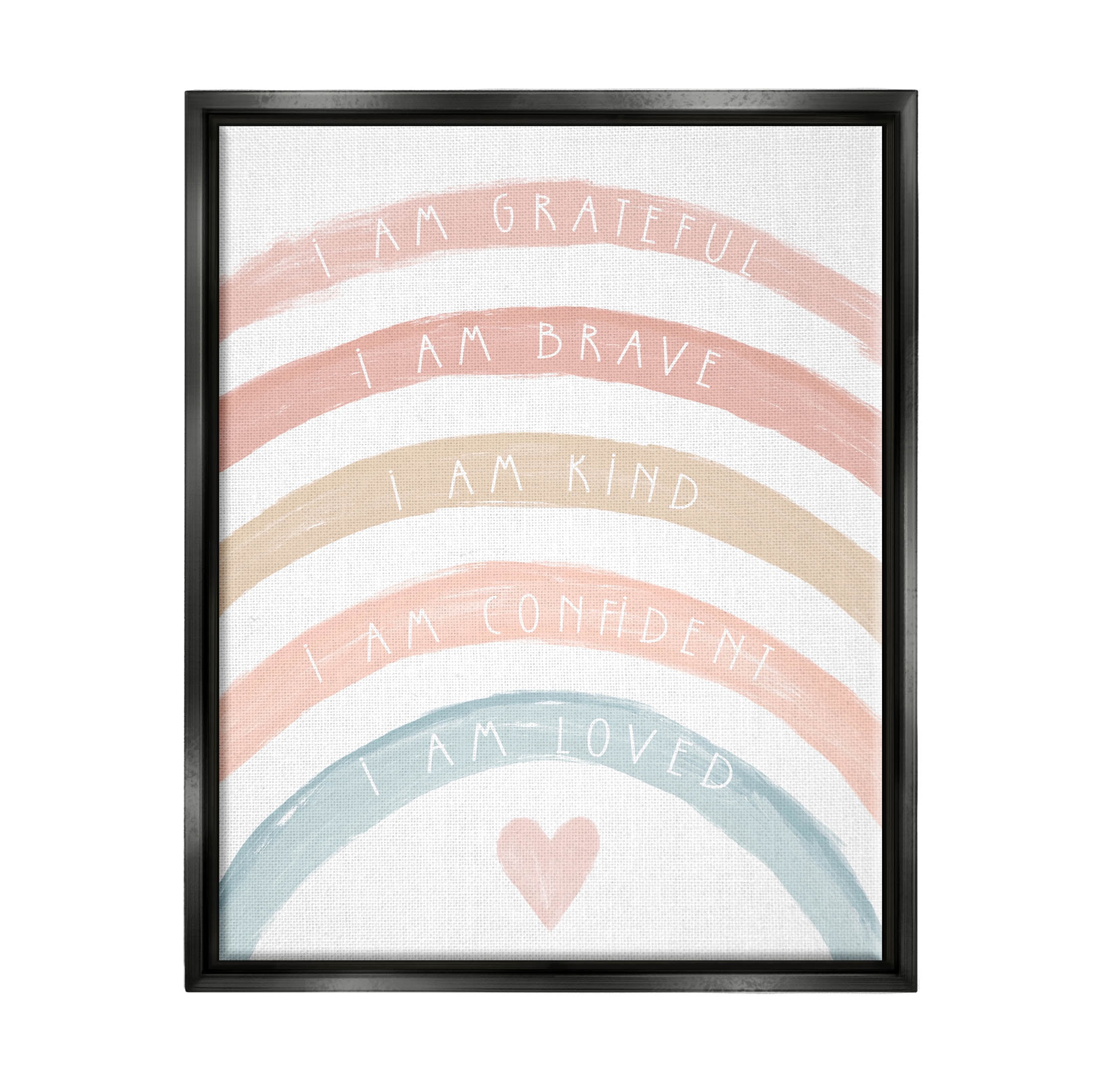 Stupell Industries Inspirational Confidence Rainbow Phrases Graphic Art Jet Black Floating Framed Canvas Print Wall Art, Design by Daphne Polselli
