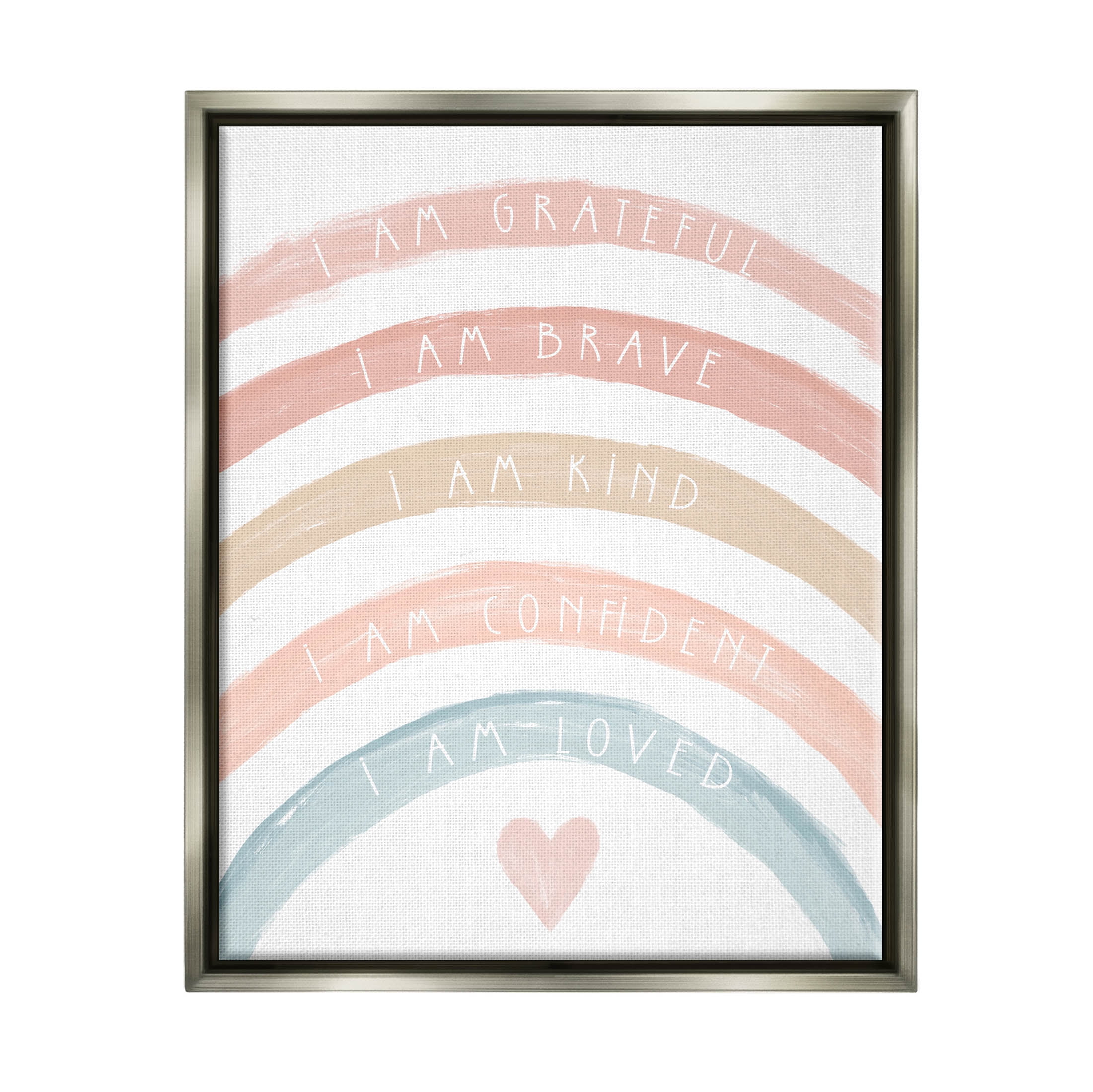 Stupell Industries Inspirational Confidence Rainbow Phrases Graphic Art Luster Gray Floating Framed Canvas Print Wall Art, Design by Daphne Polselli