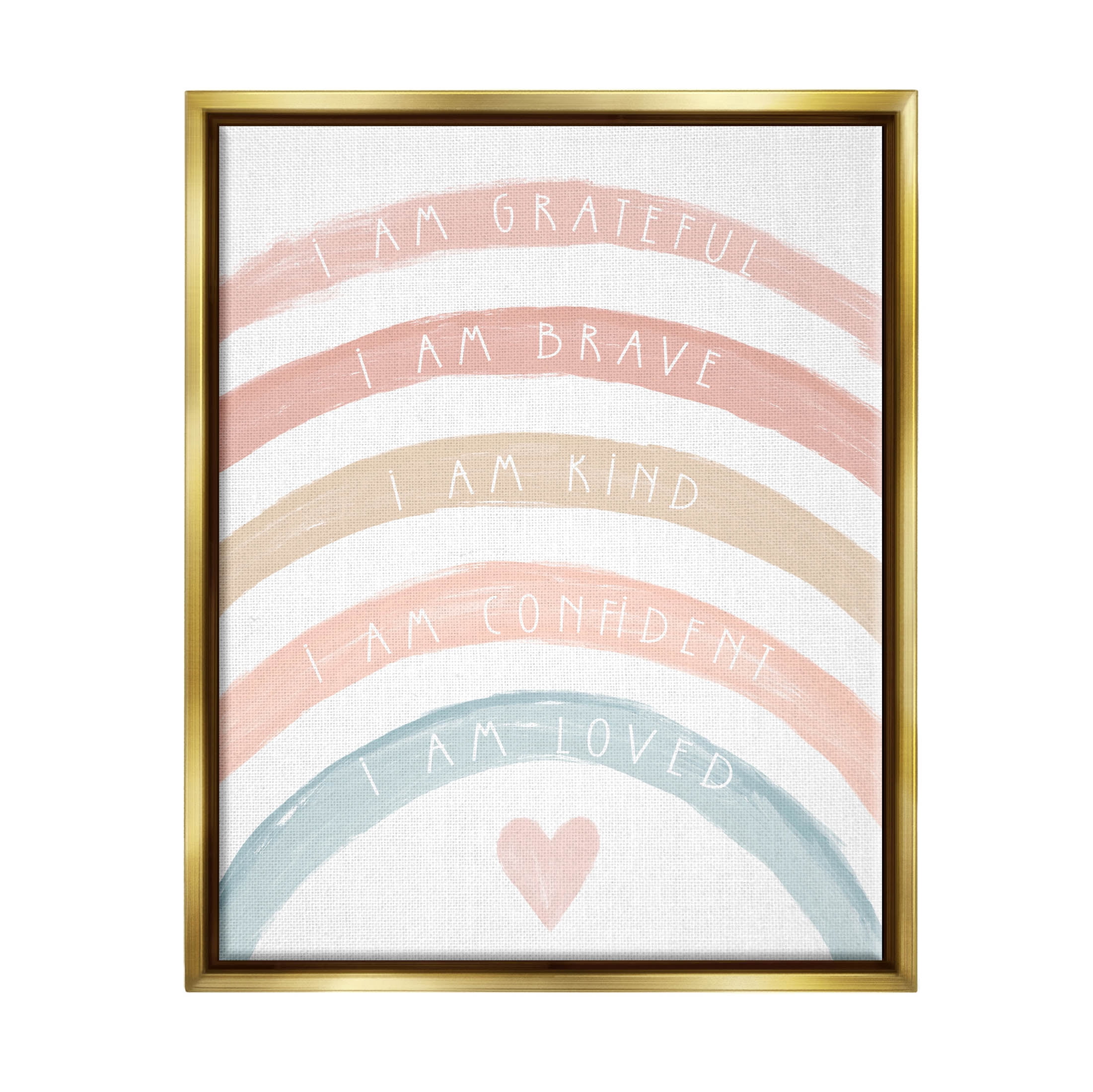Stupell Industries Inspirational Confidence Rainbow Phrases Graphic Art Metallic Gold Floating Framed Canvas Print Wall Art, Design by Daphne Polselli