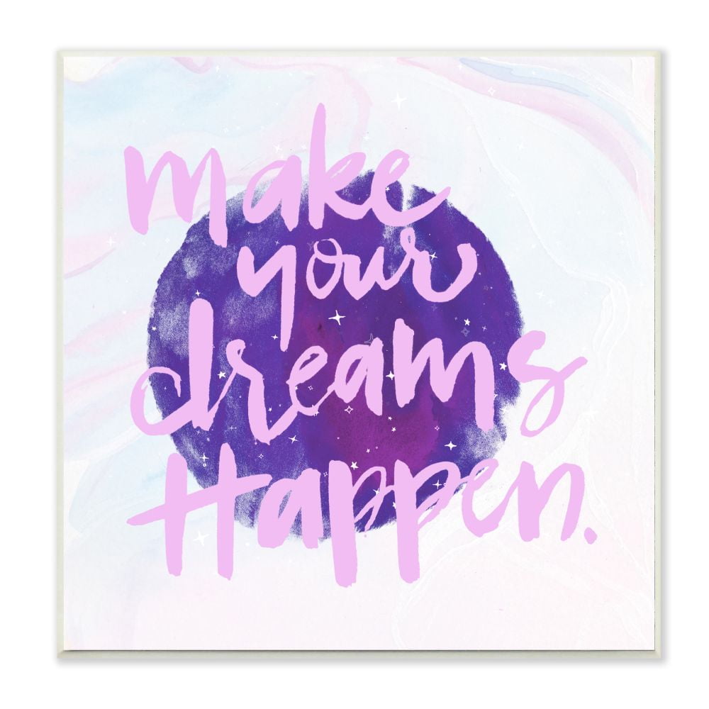 Stupell Industries Inspirational Dreams Happen Stars Purple Sky Quote Graphic Art Unframed Art Print Wall Art, 12x12, by Jennifer Paxton Parker