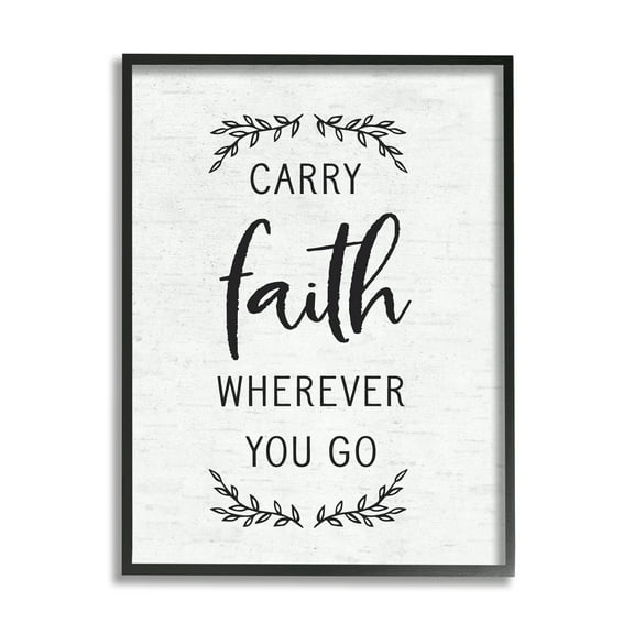 Stupell Industries Inspirational Faith Quote Religious Rustic Botanicals Graphic Art Black Framed Art Print Wall Art, Design by Lettered and Lined